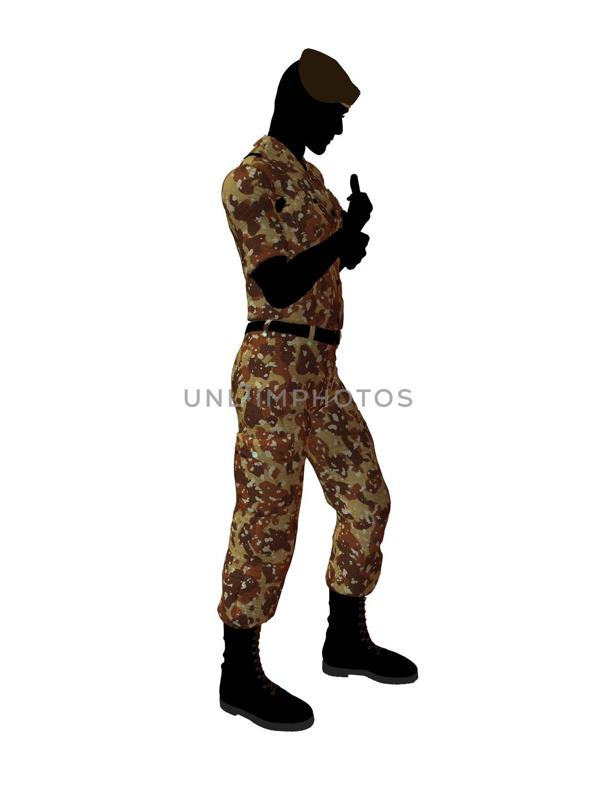 Male soldier art illustration silhouette on a white background