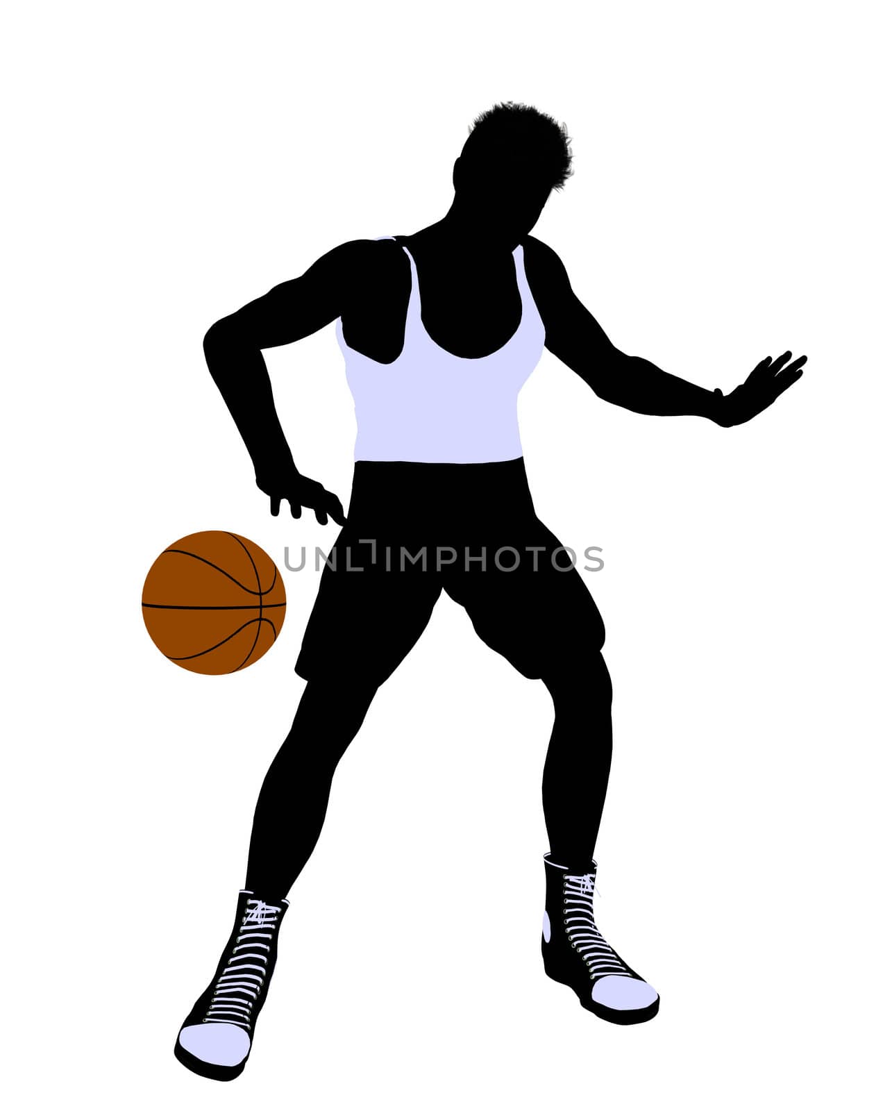 Male basketballl player silhouette on a white background