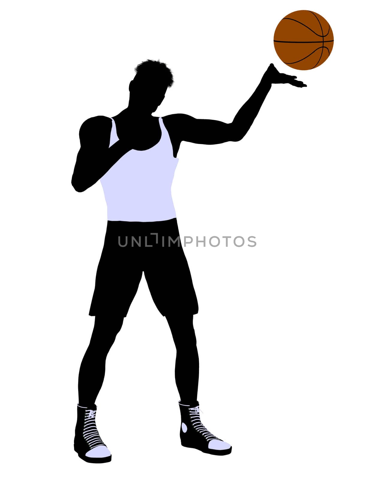 Male basketballl player silhouette on a white background