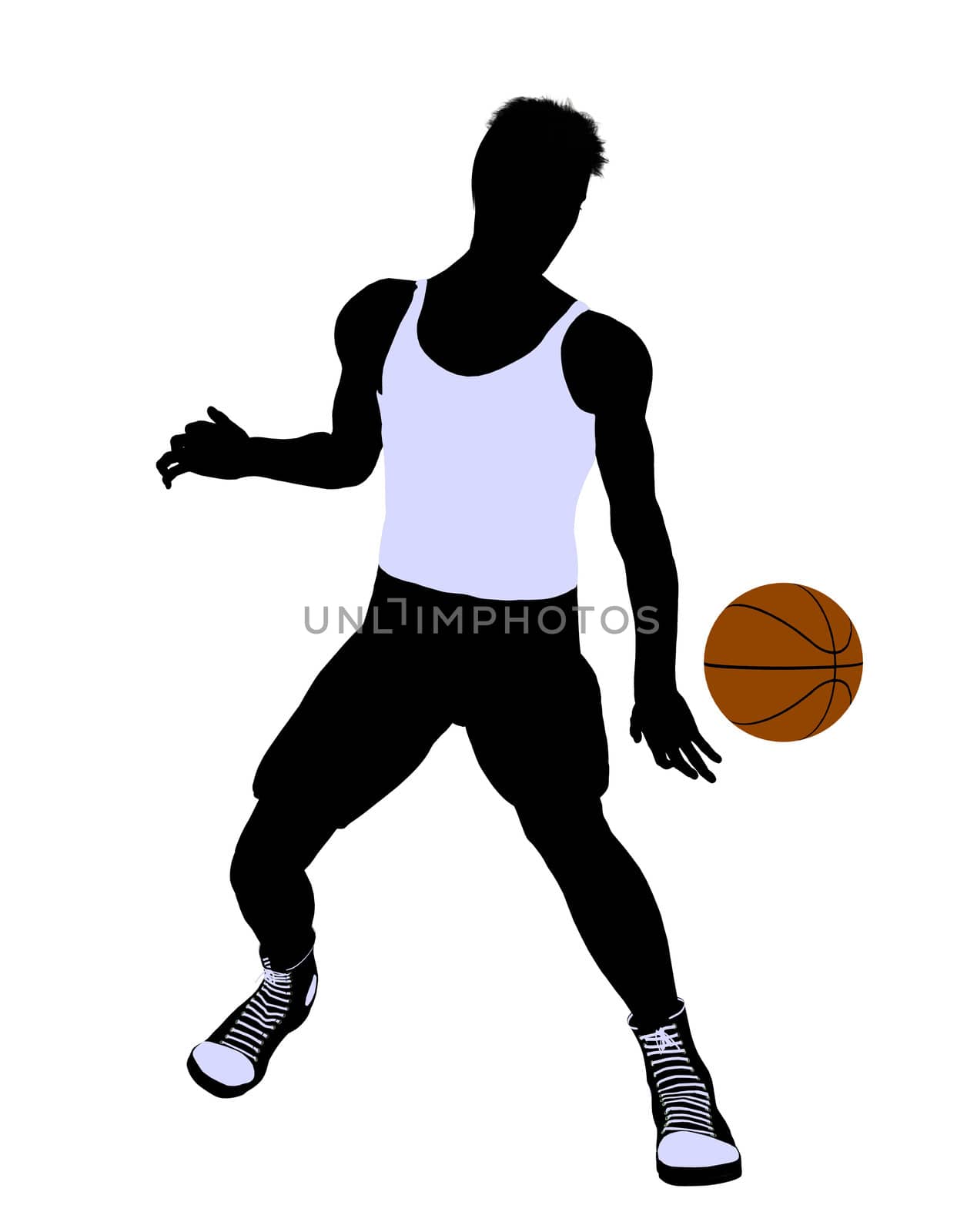 Male basketballl player silhouette on a white background