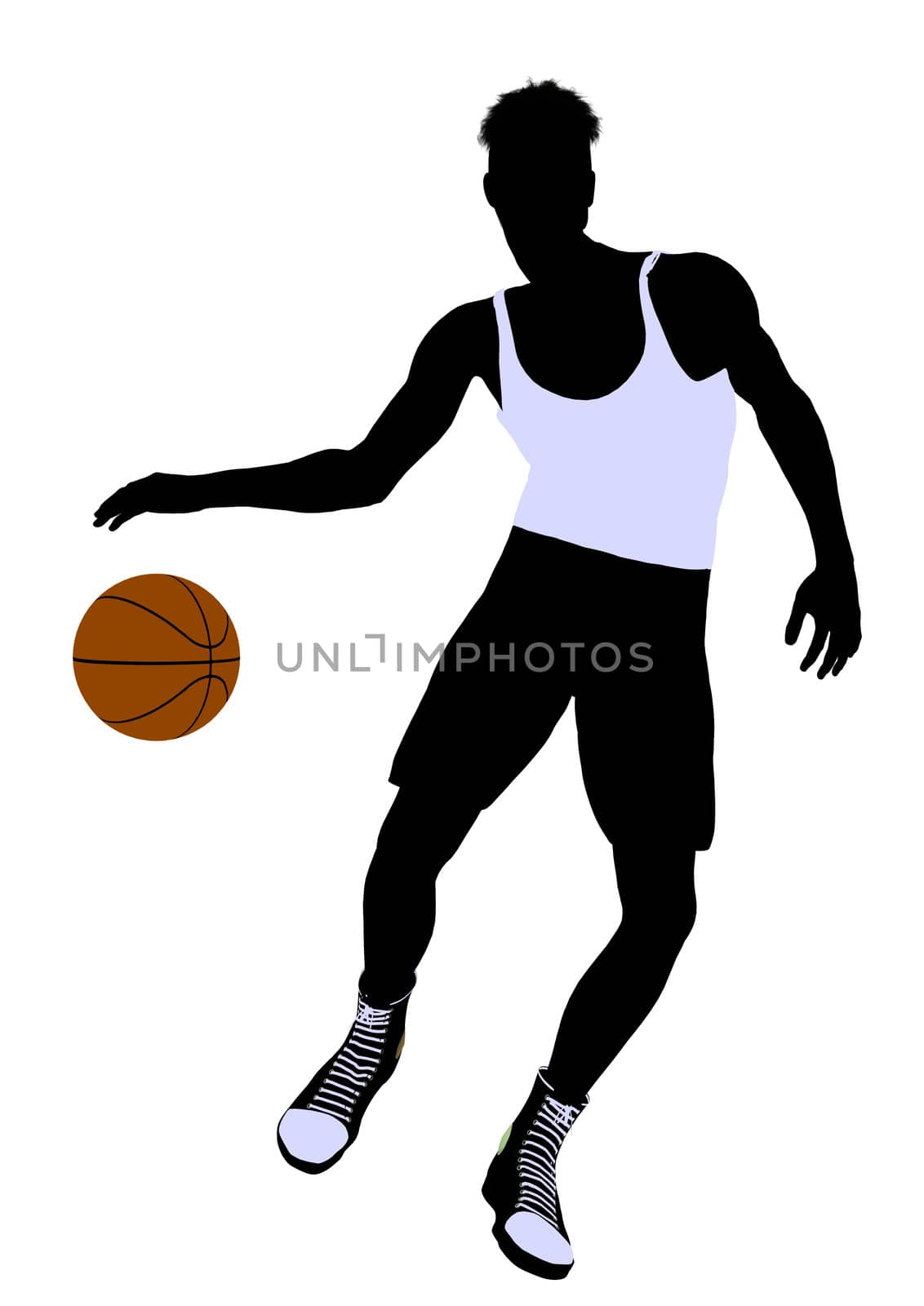 Male basketballl player silhouette on a white background