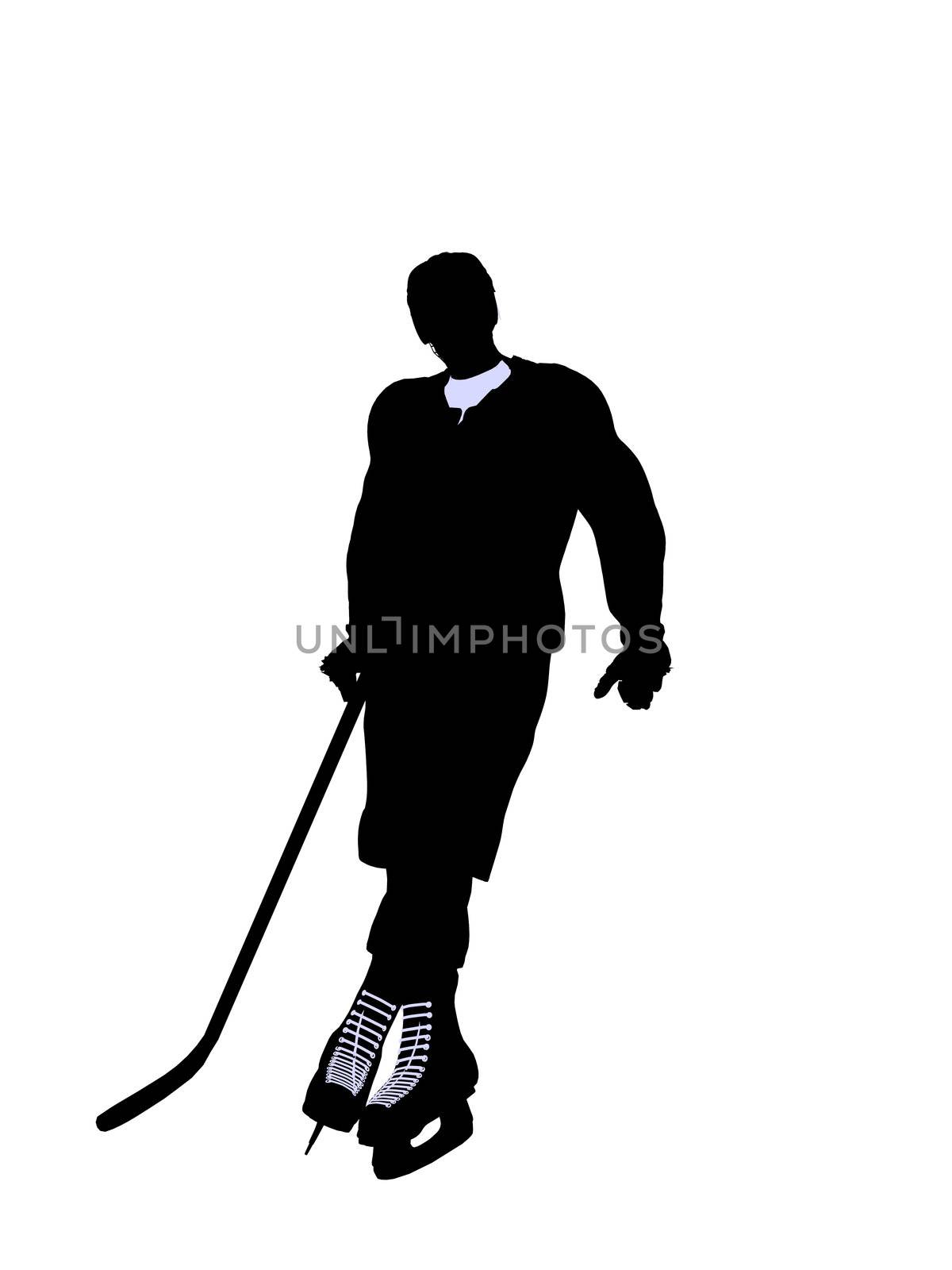 Male hockey art illustration silhouette on a white background