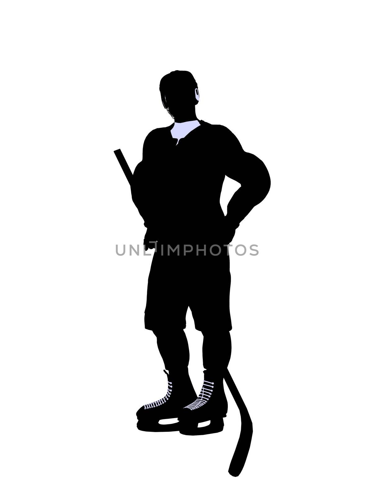 Male hockey art illustration silhouette on a white background