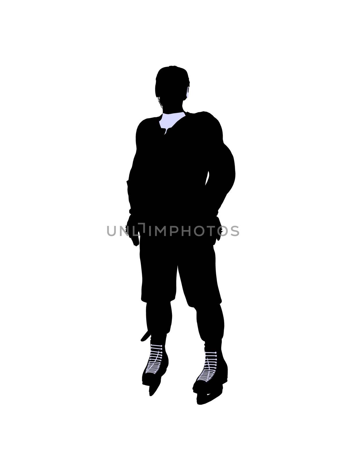Male hockey art illustration silhouette on a white background