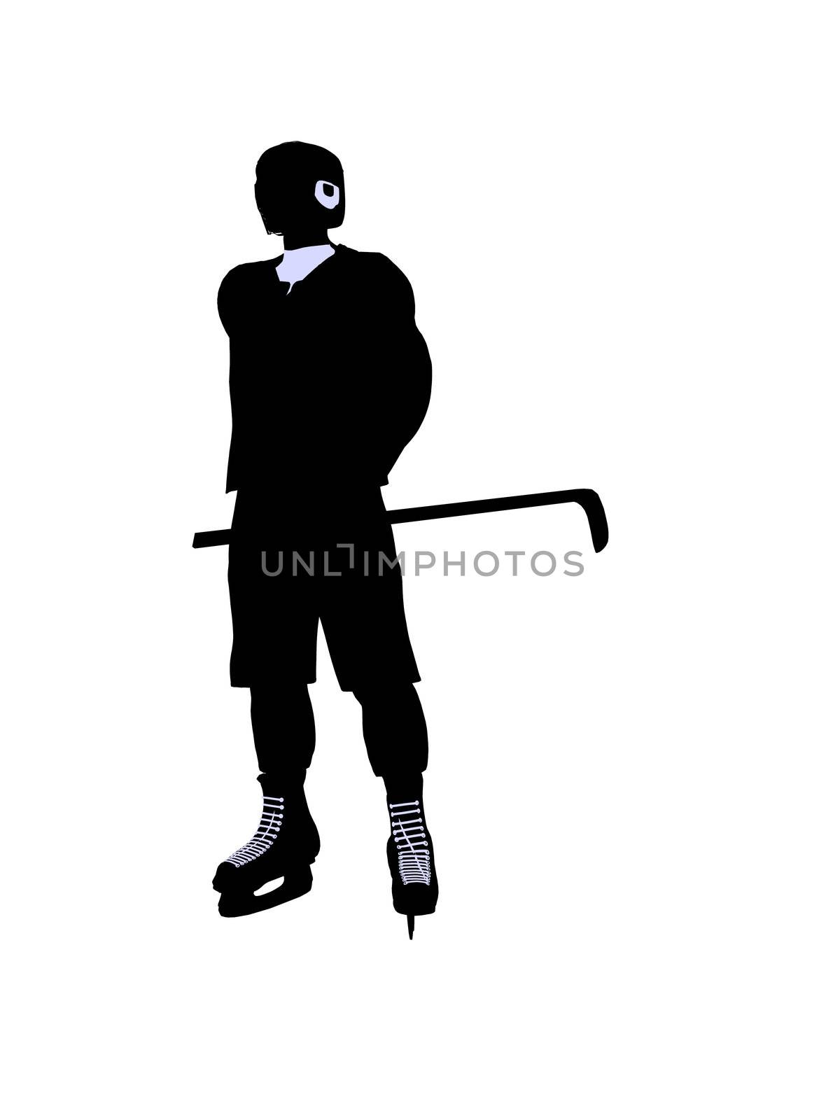 Male hockey art illustration silhouette on a white background