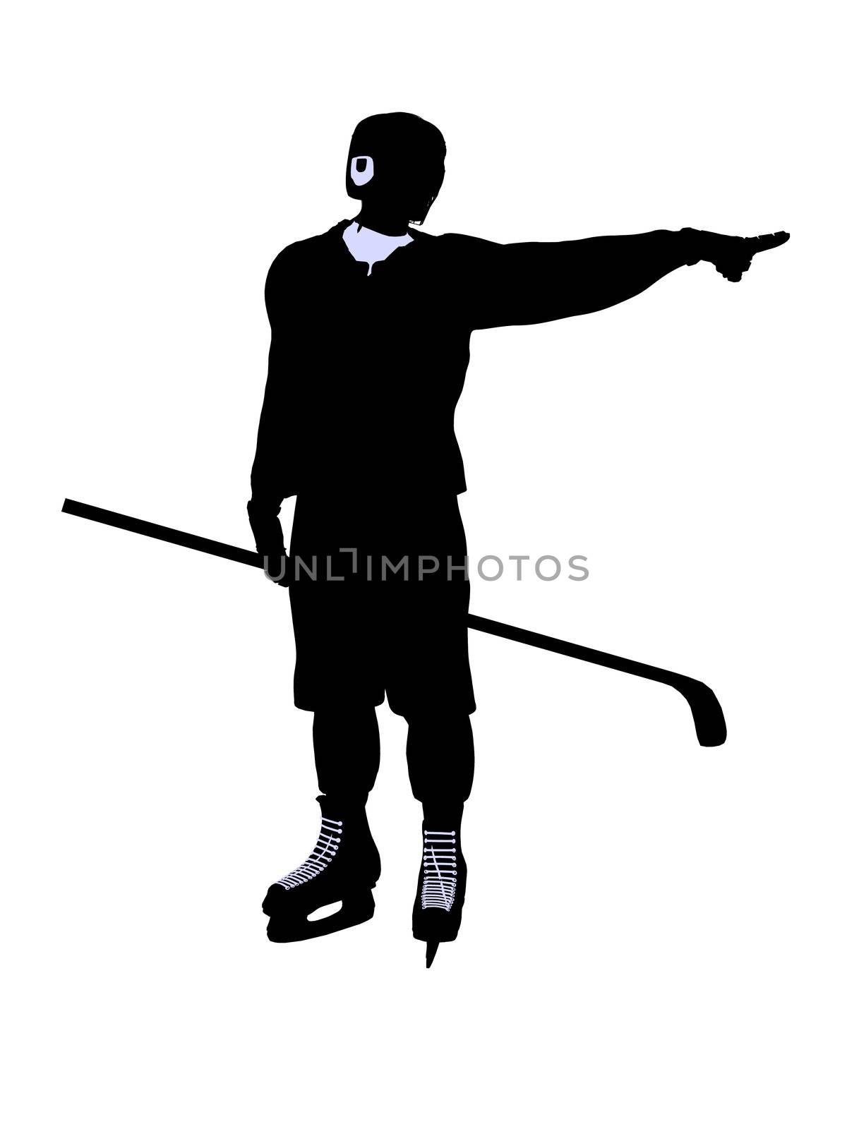 Male hockey art illustration silhouette on a white background