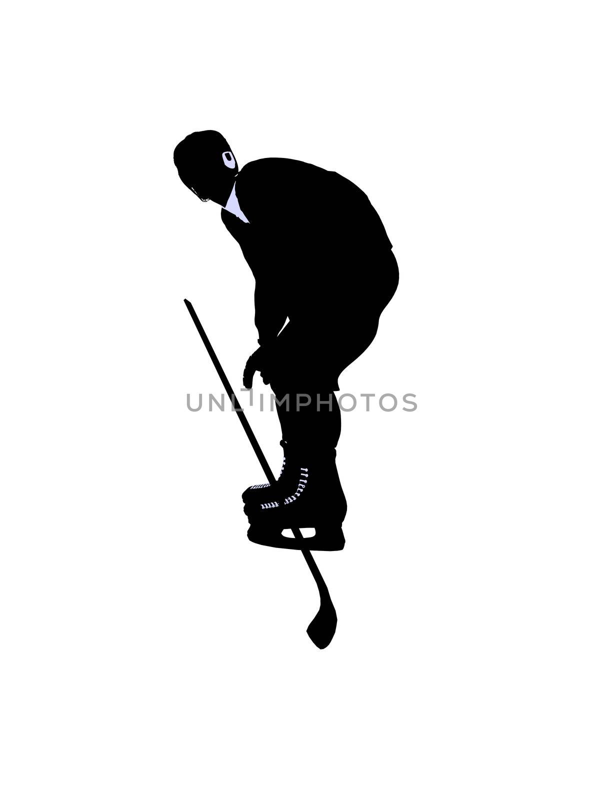 Male hockey art illustration silhouette on a white background