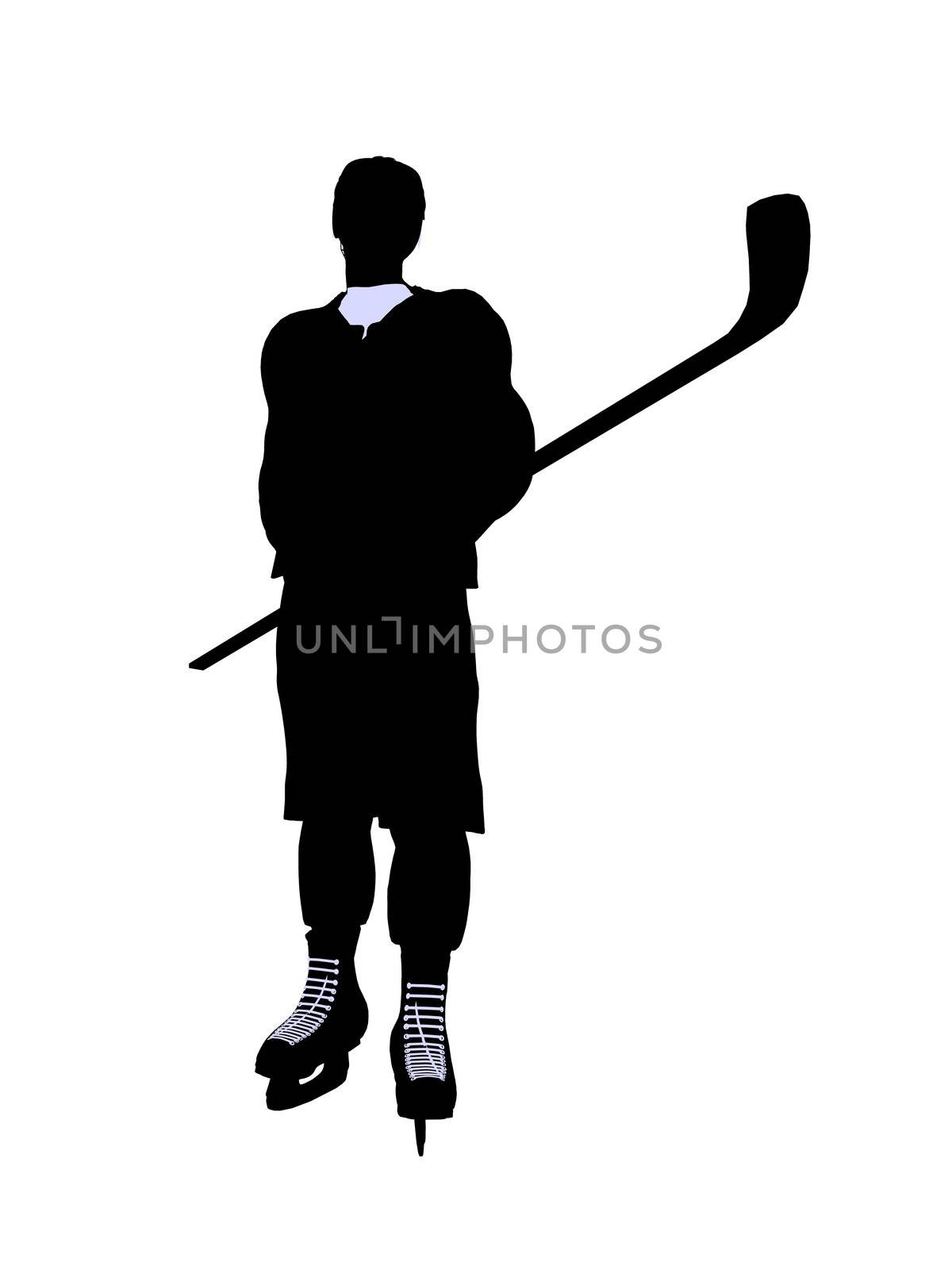 Male hockey art illustration silhouette on a white background