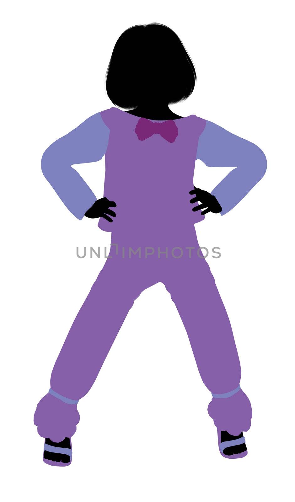 Caucasian girl silhouette on a white background