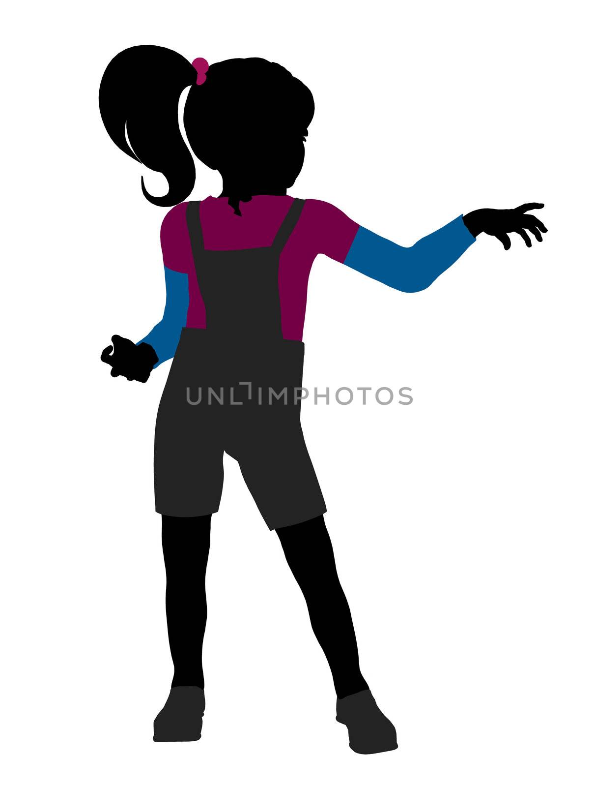 Caucasian girl silhouette on a white background
