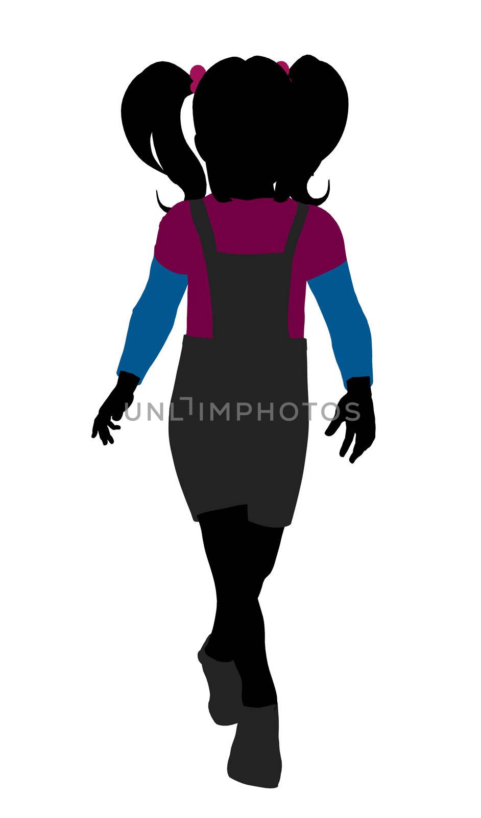 Caucasian girl silhouette on a white background