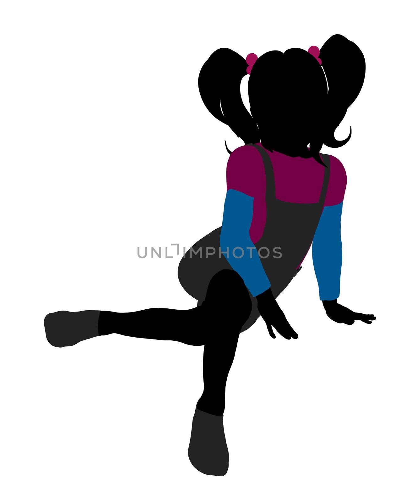Caucasian girl silhouette on a white background