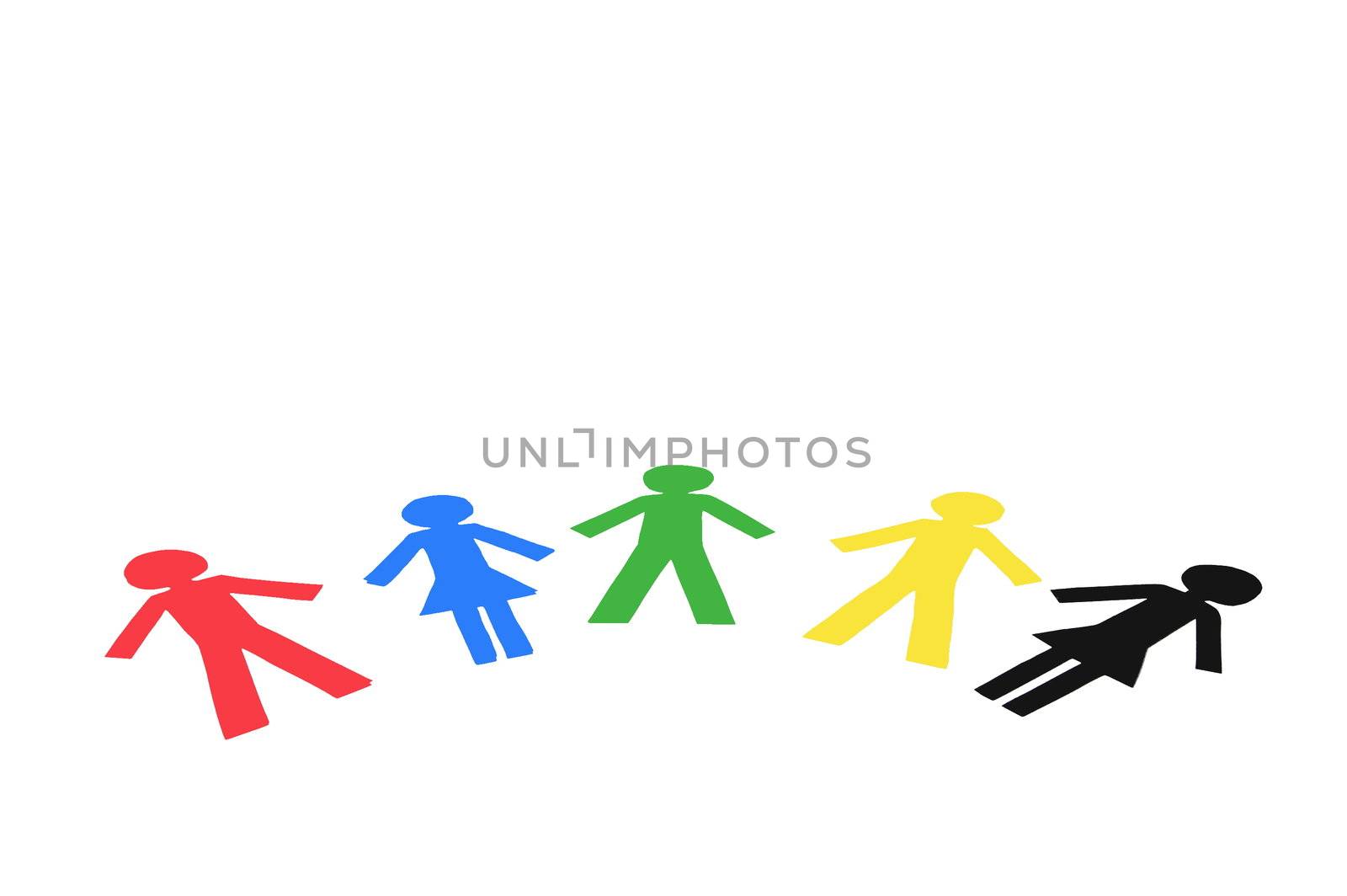 Diverse colorful people isolated on a white background