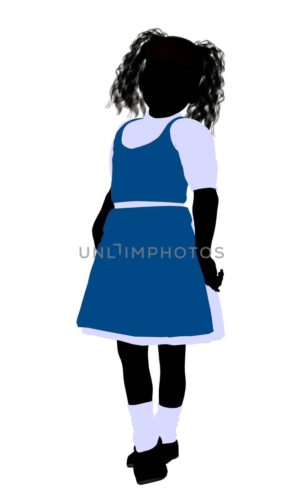 Caucasian girl silhouette on a white background