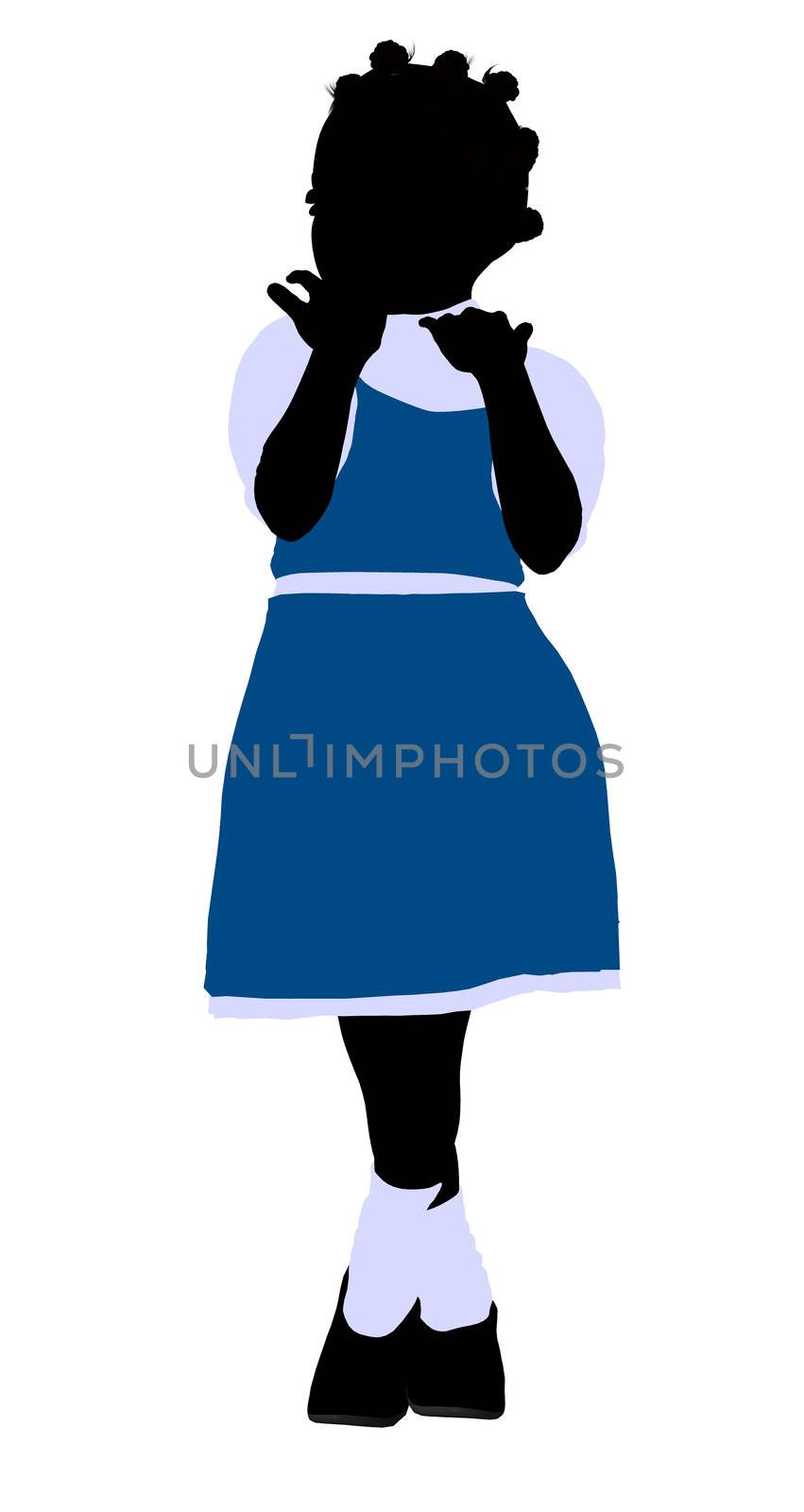 African American girl silhouette on a white background