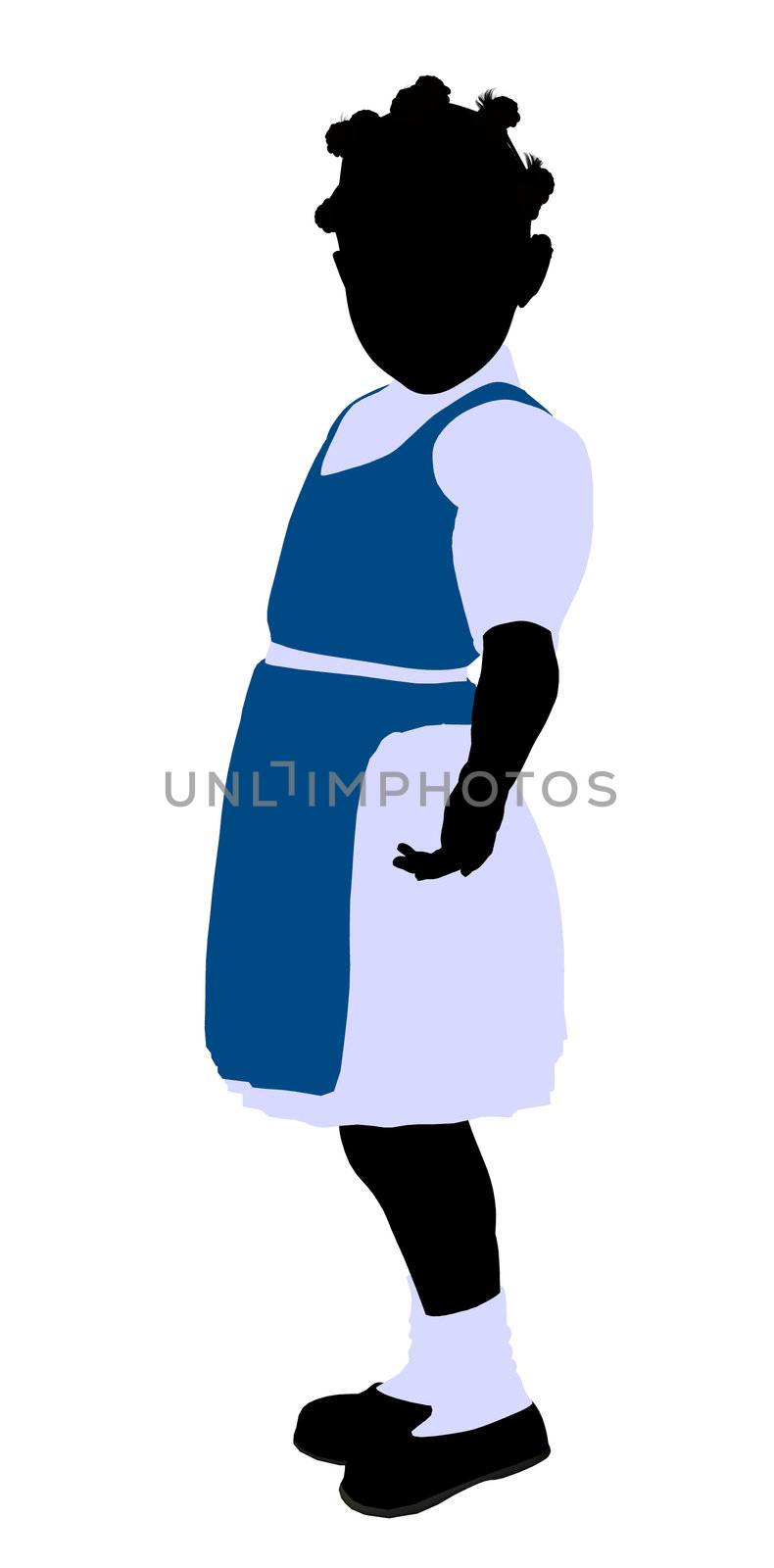 African American girl silhouette on a white background
