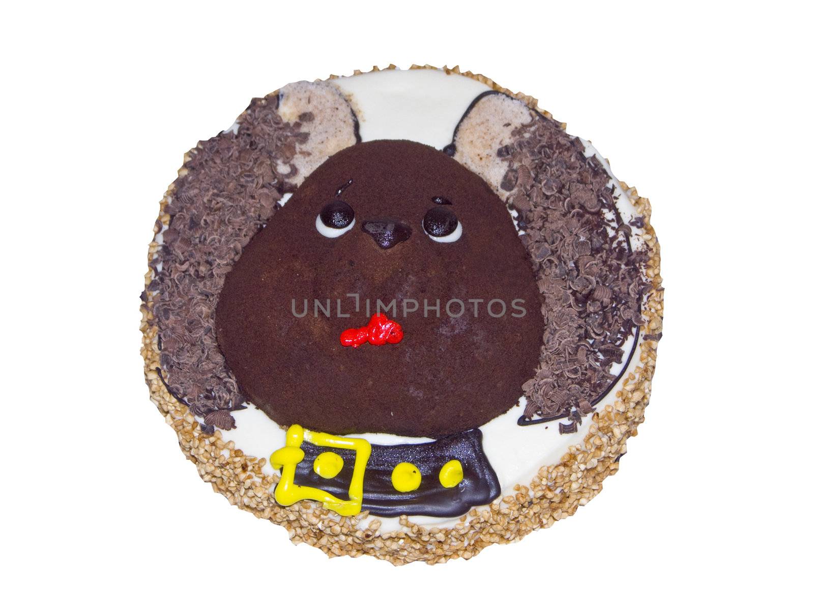 The image of a chocolate pie for a children's holiday