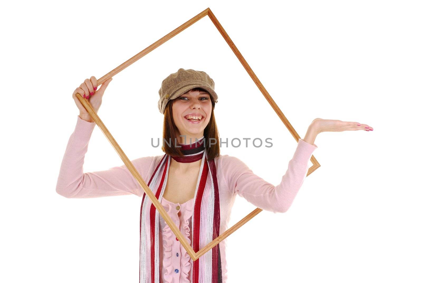 Pretty girl in the big frame and cap 