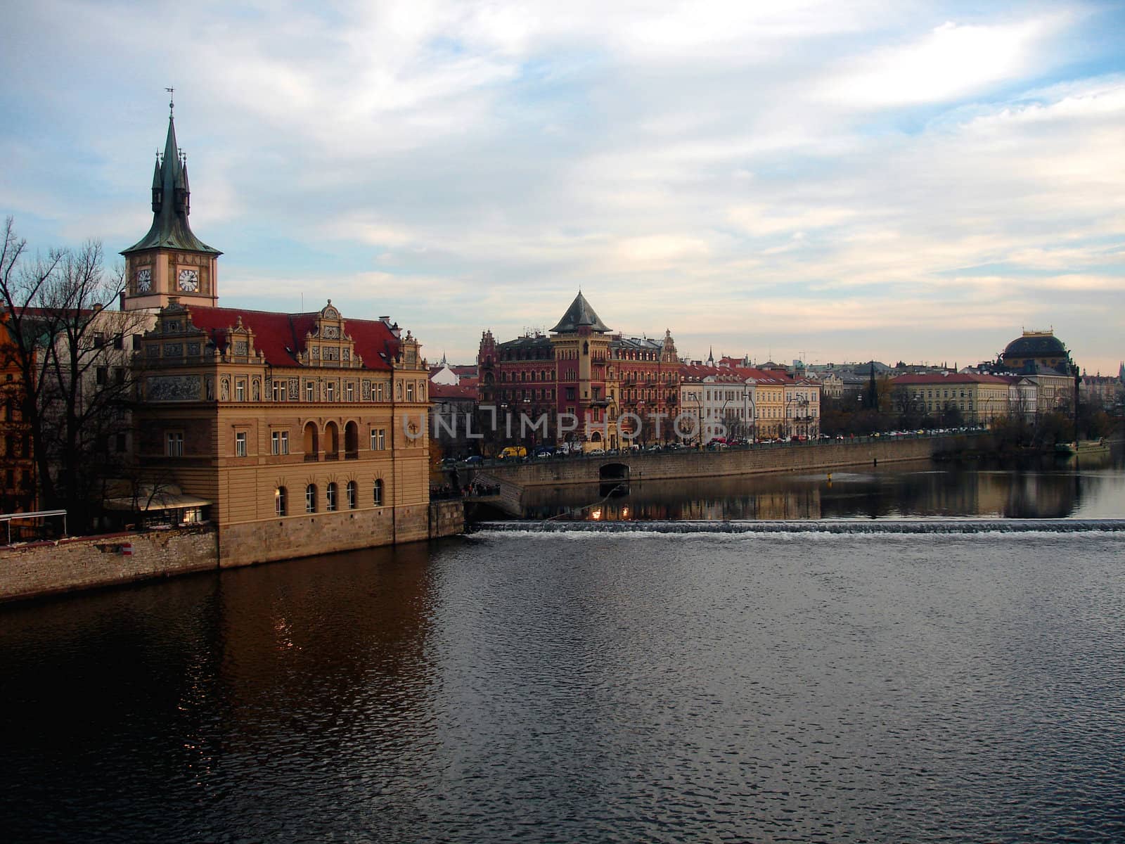 A romantic view of old Prague from the Saint Charles Bridge.