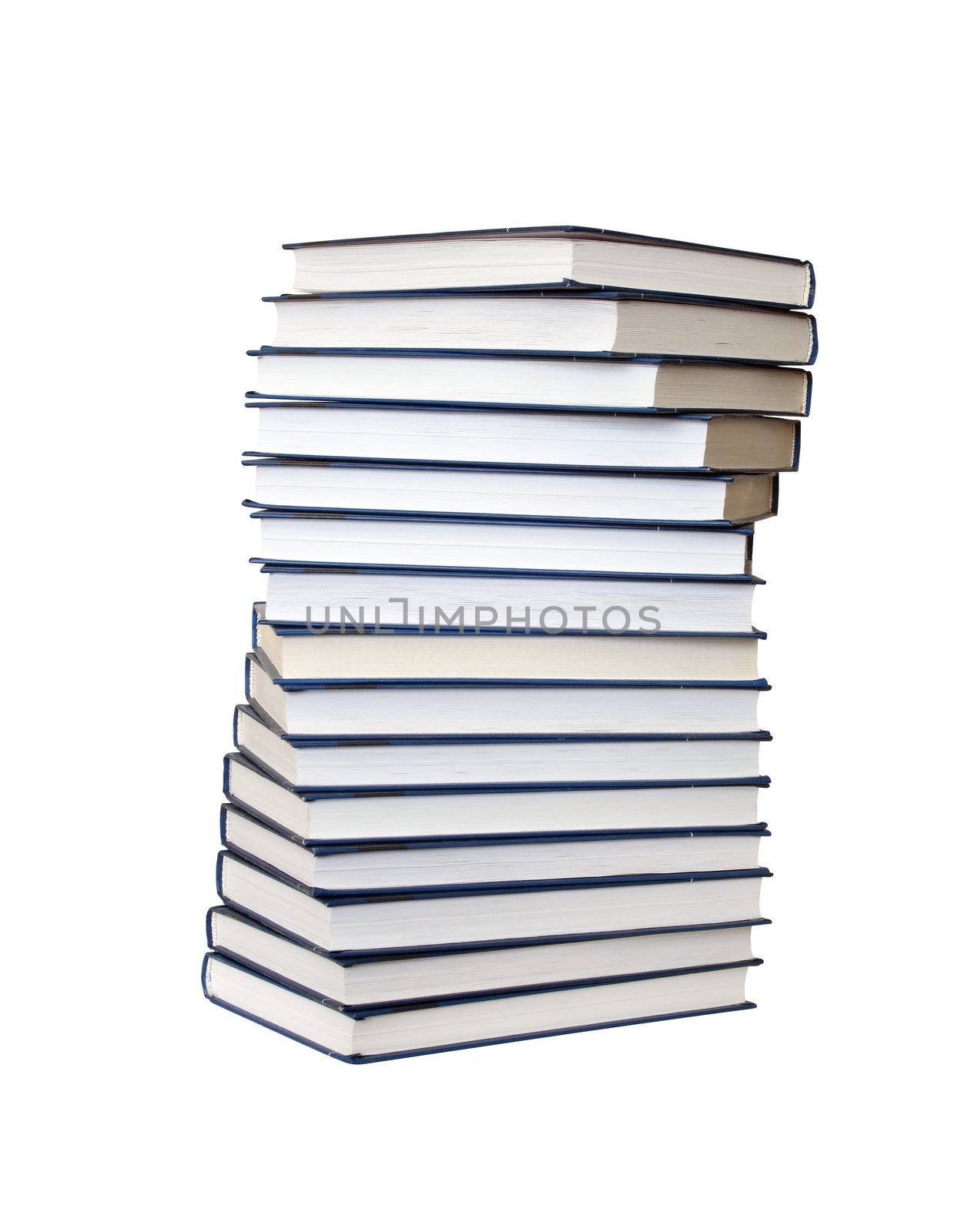 High stack of books isolated on white background with clipping path