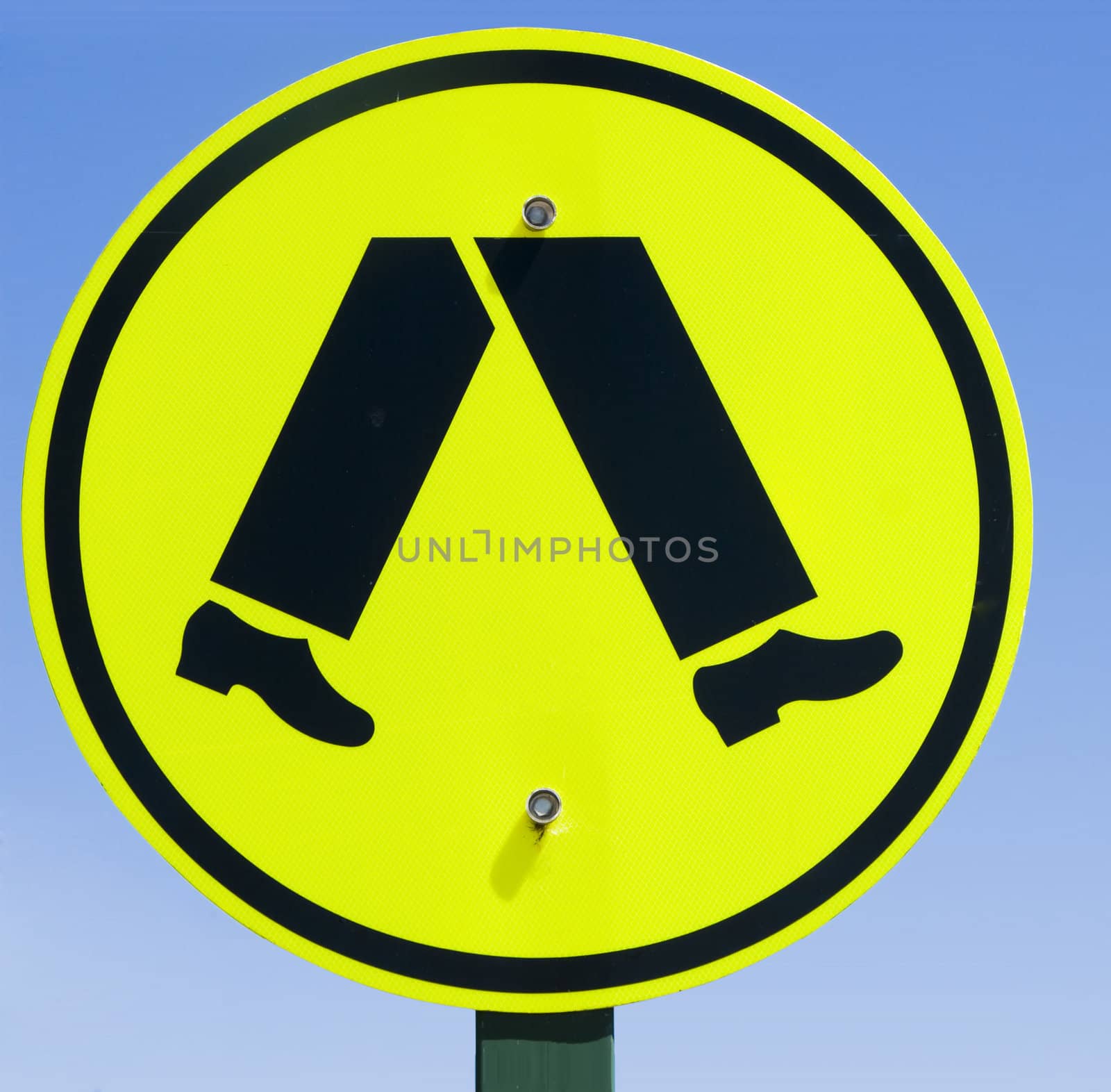 Pedestrian road sign in Melbourne Australia. 