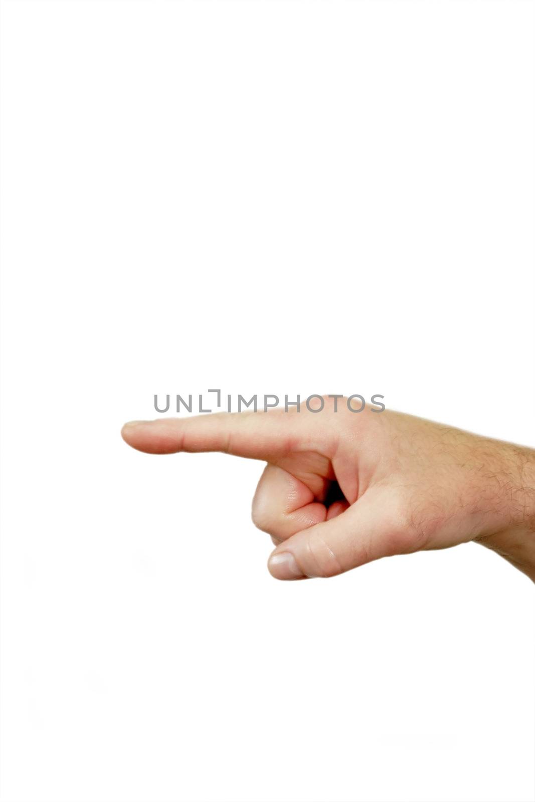 Forefinger pointing. Isolated on white.