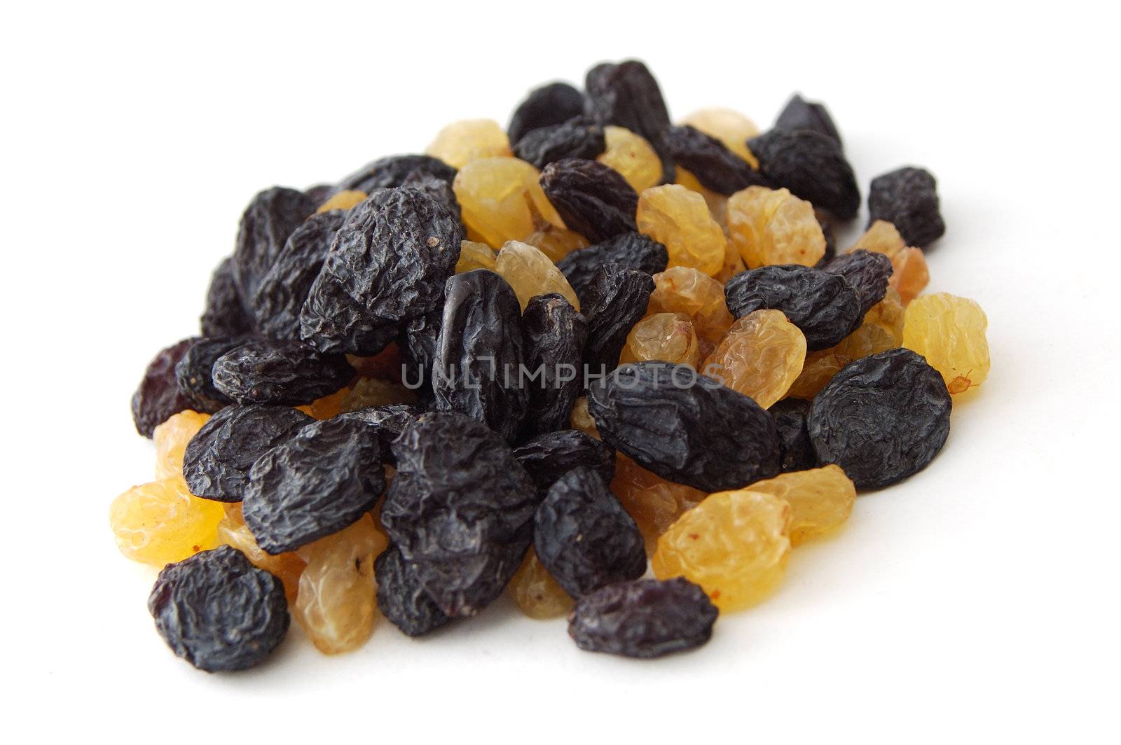 Black and yellow dry raisins. by pmaks