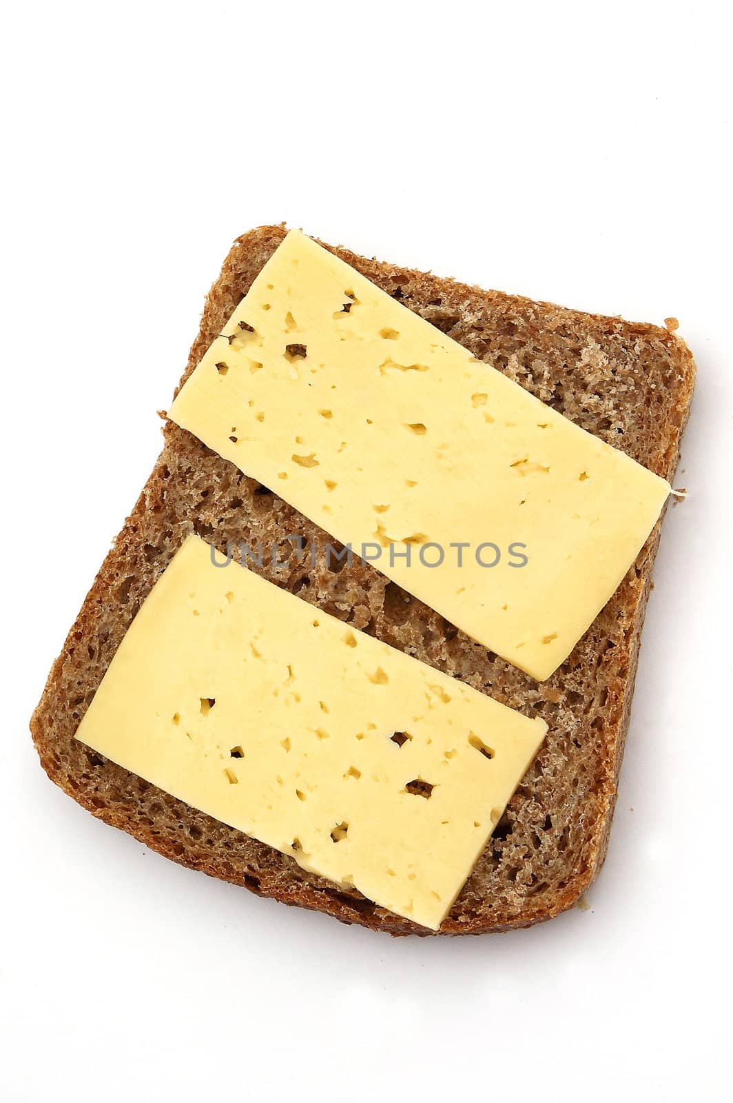 Some bread&cheese on the white background