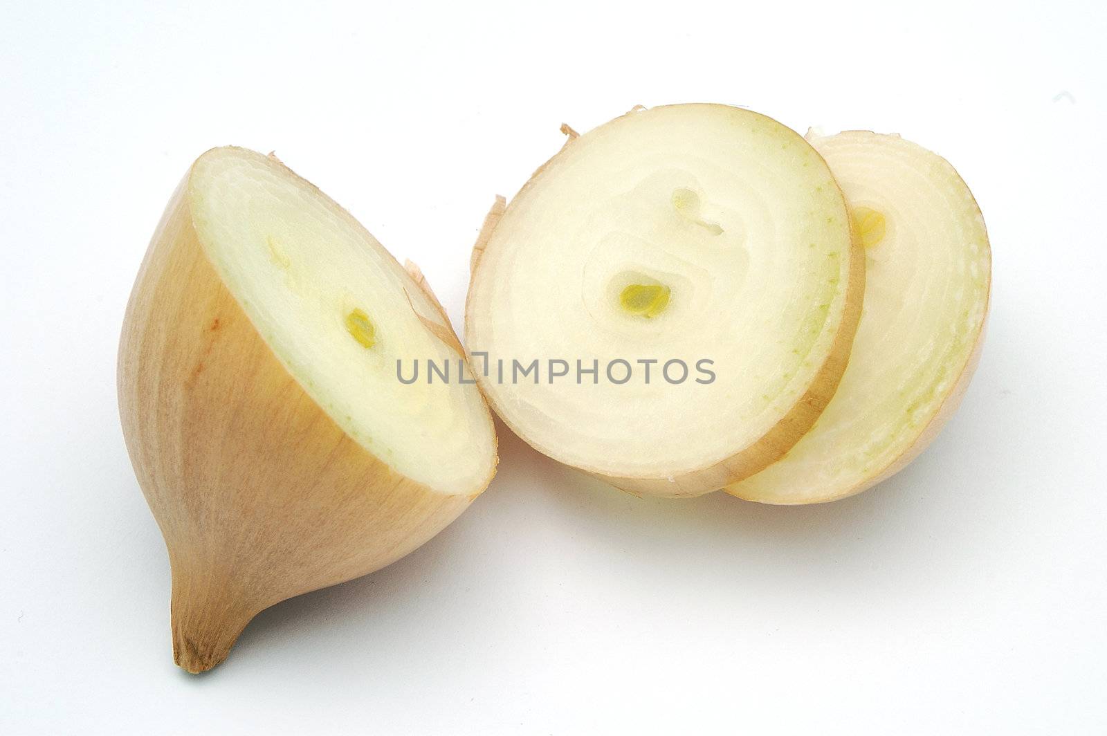 Some onions on the white background