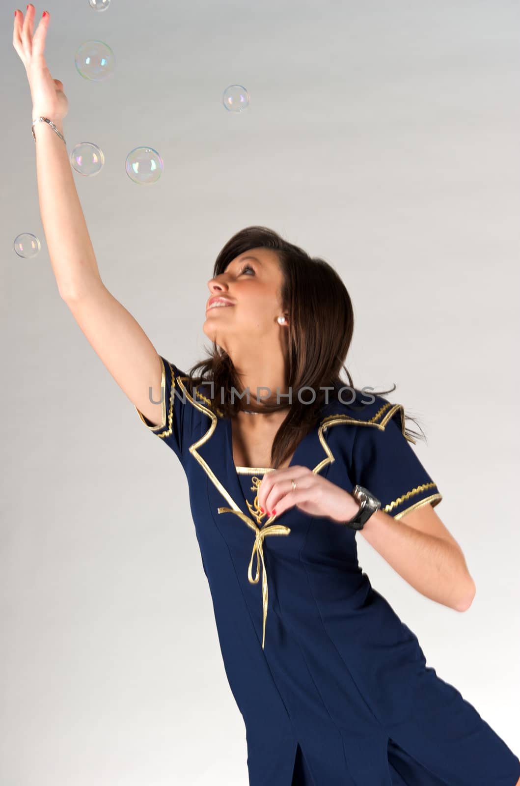 Pretty young woman wearing cabin crew clothes