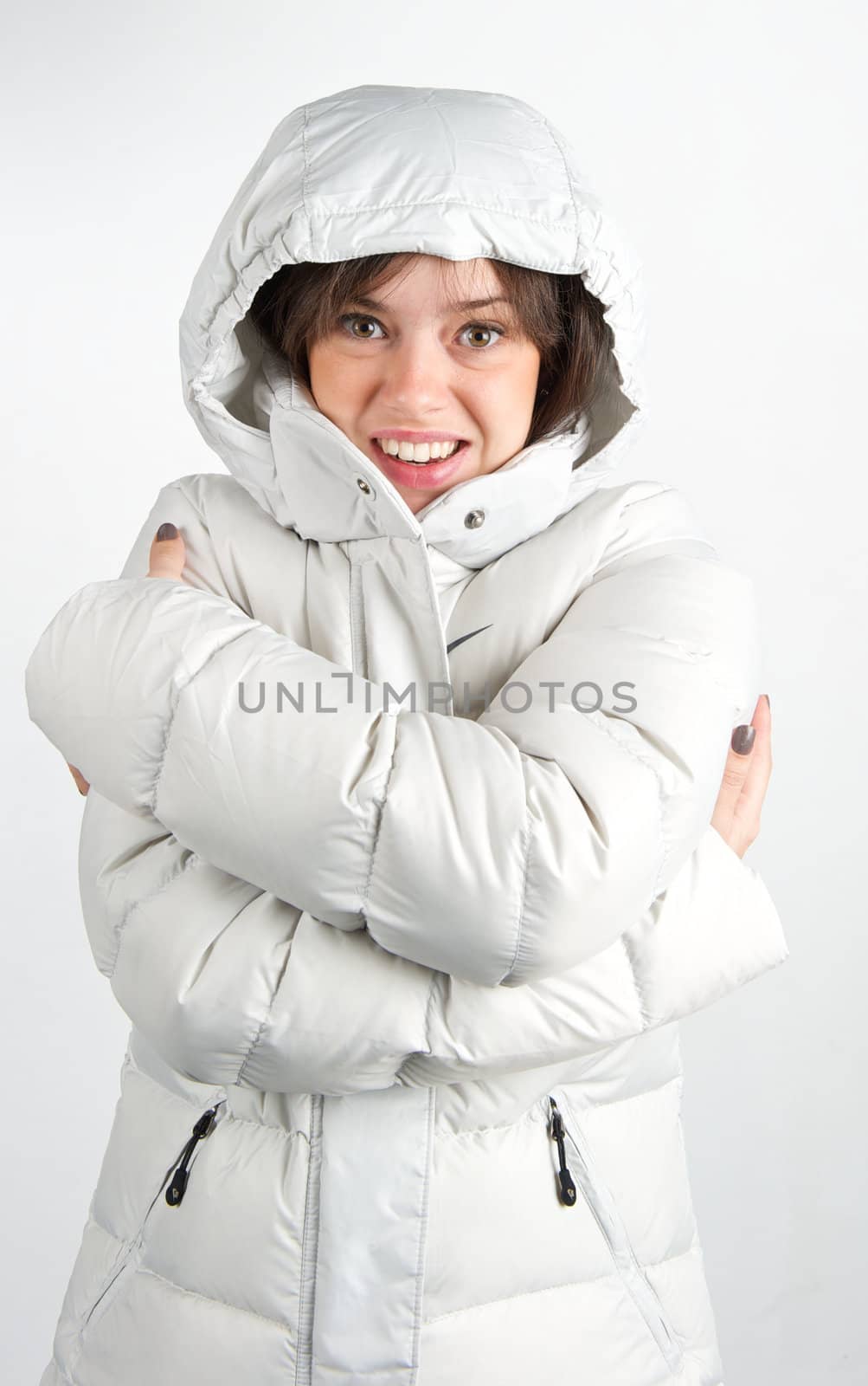 Beautiful Winter Woman Wearing An Huge Jackett