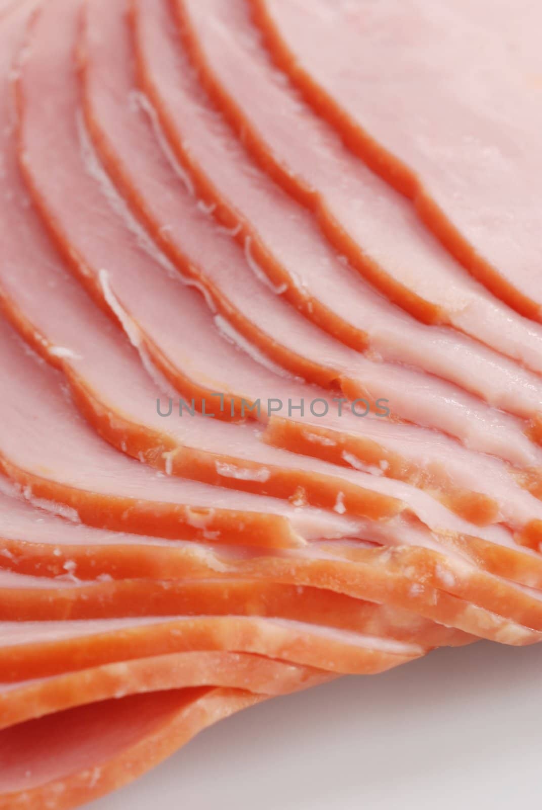 Slices of delicious ham close up