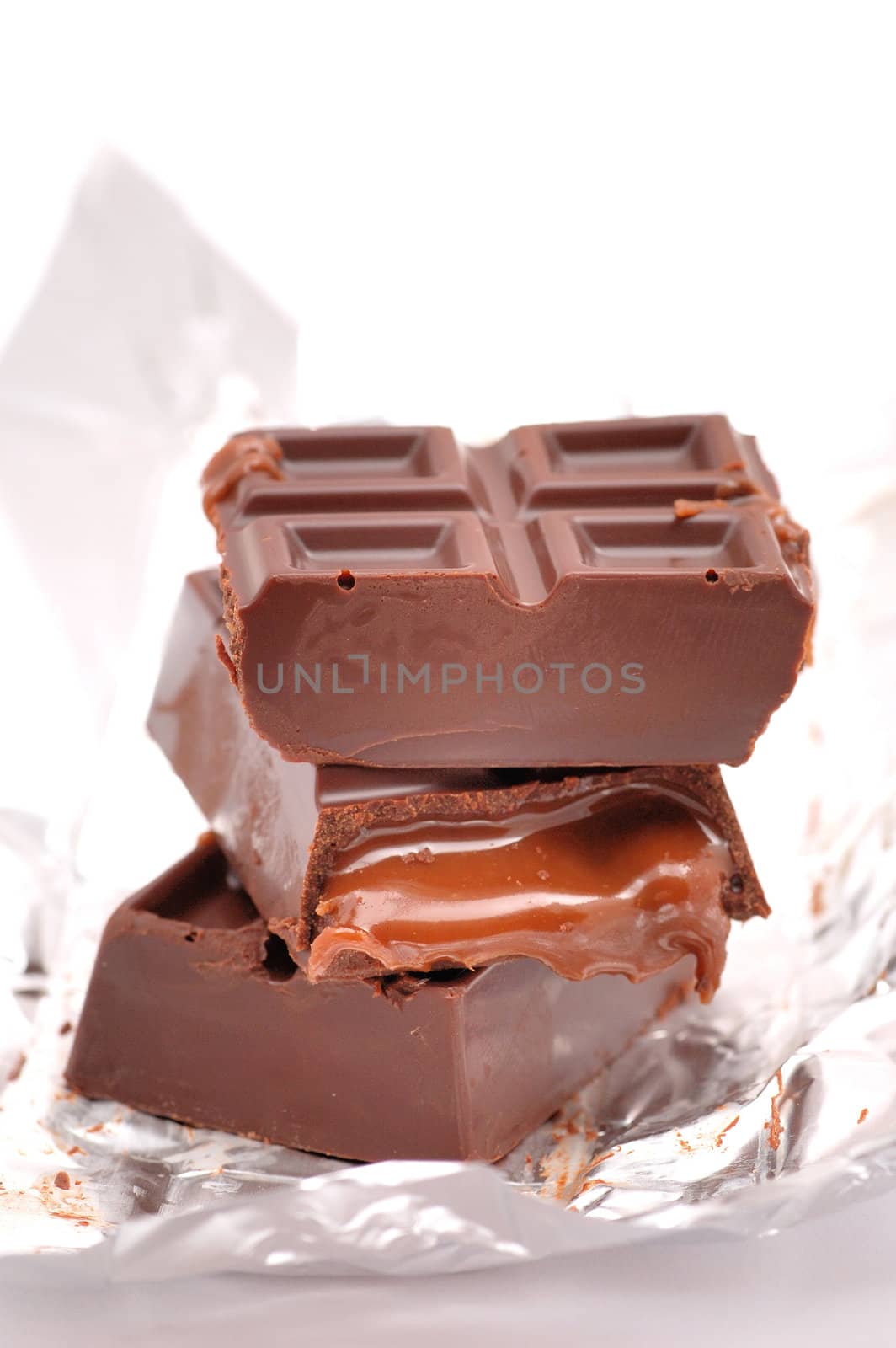 Chocolate isolated on the white