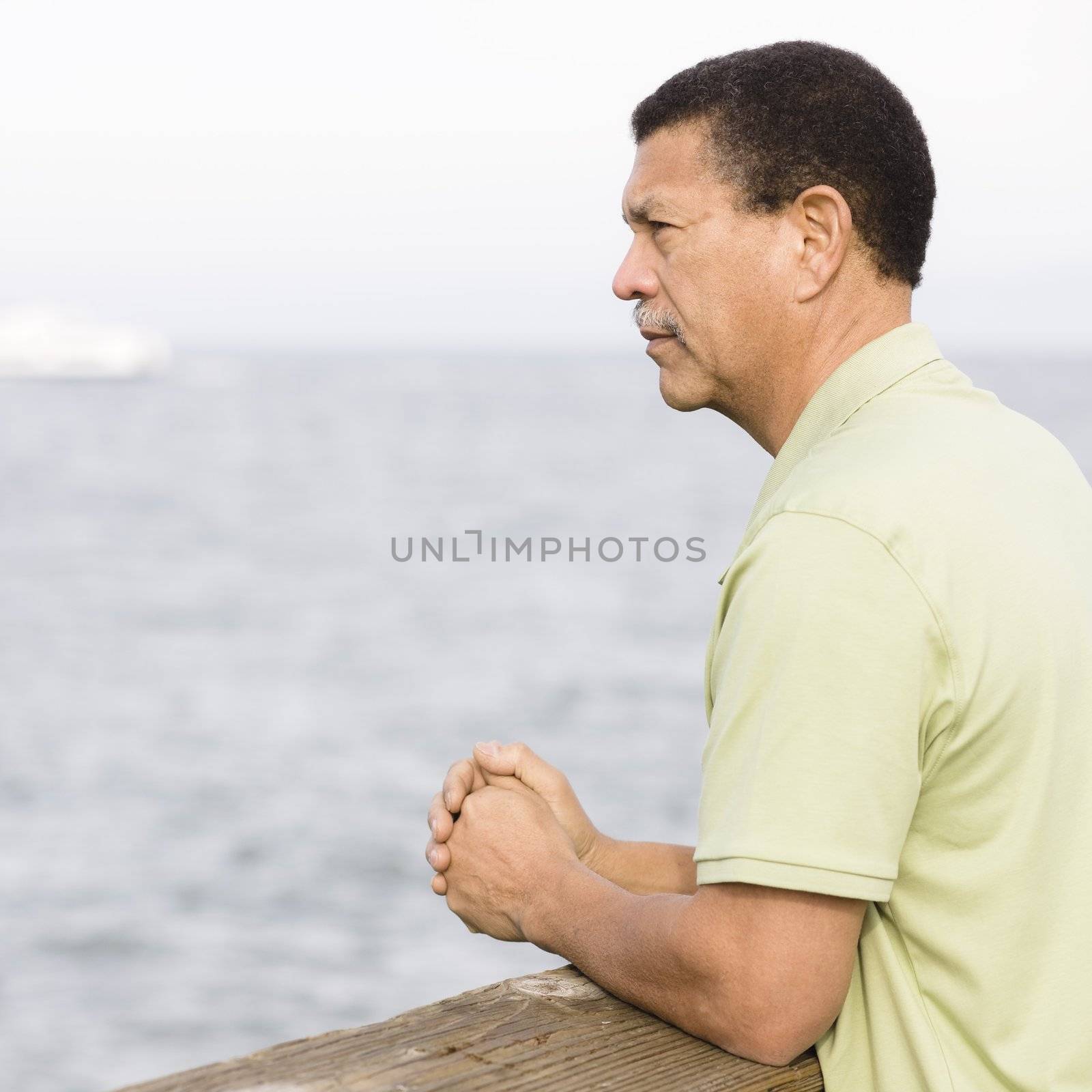 Portrait of an African American Man Looking Out To Sea