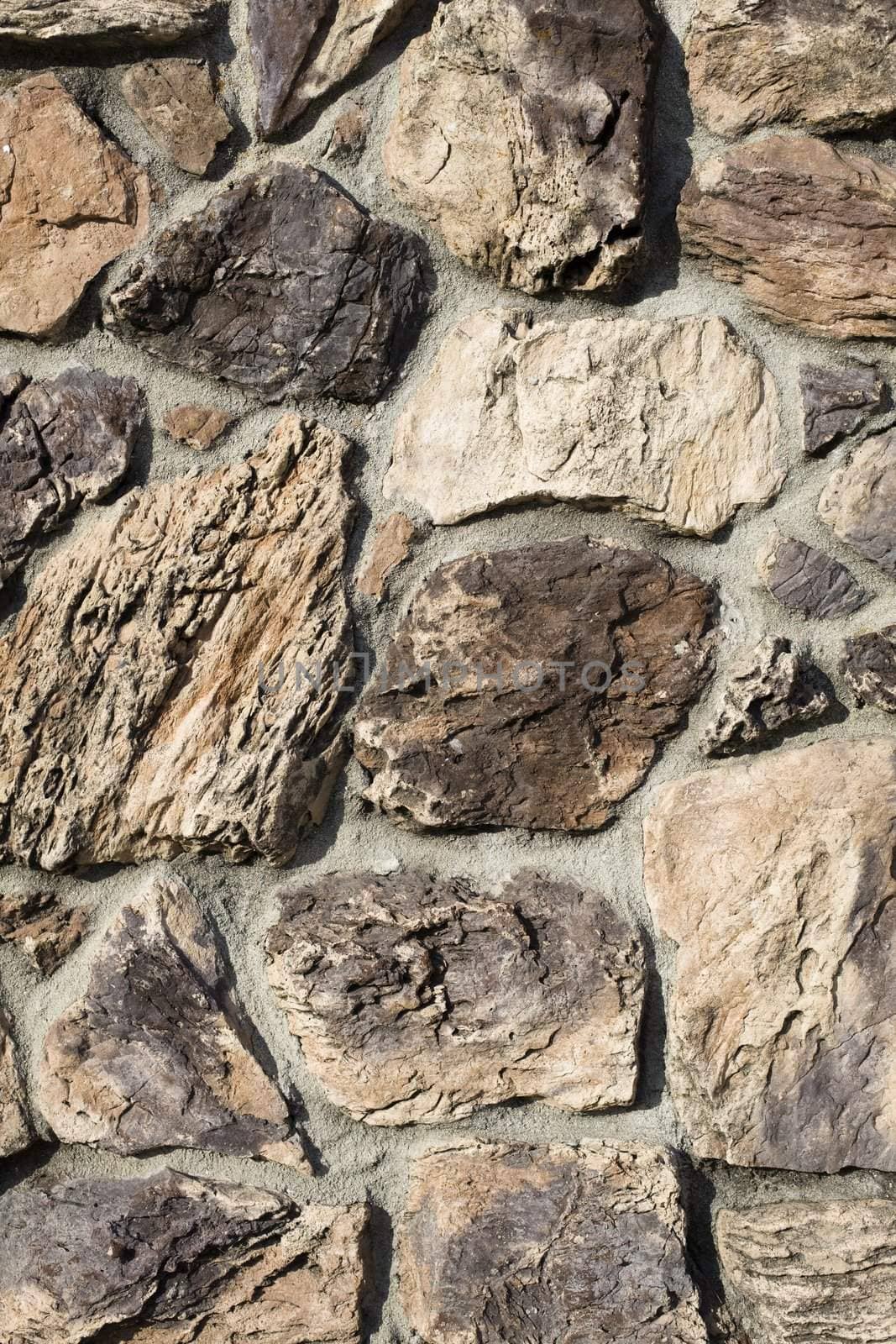 Closeup of Detail of a Brown Stone Wall
