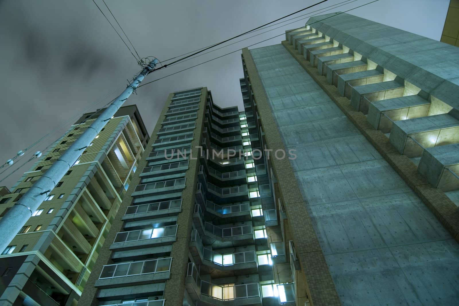 modern residential building at night