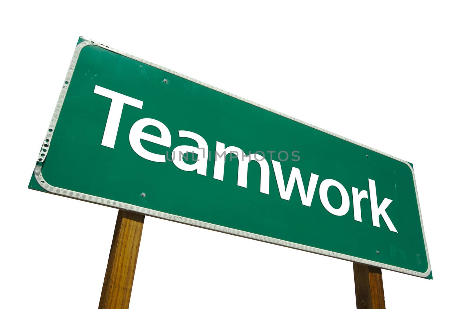 Teamwork Road Sign isolated on White with Clipping Path