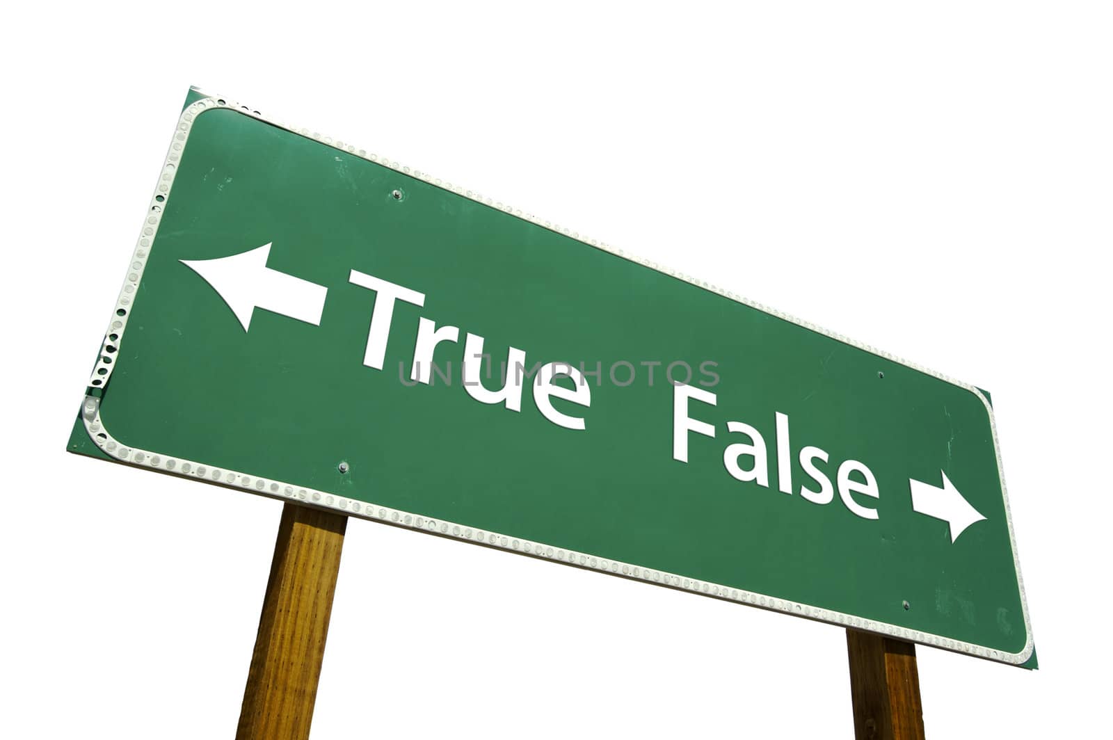 True, False Road Sign with Clipping Path by Feverpitched