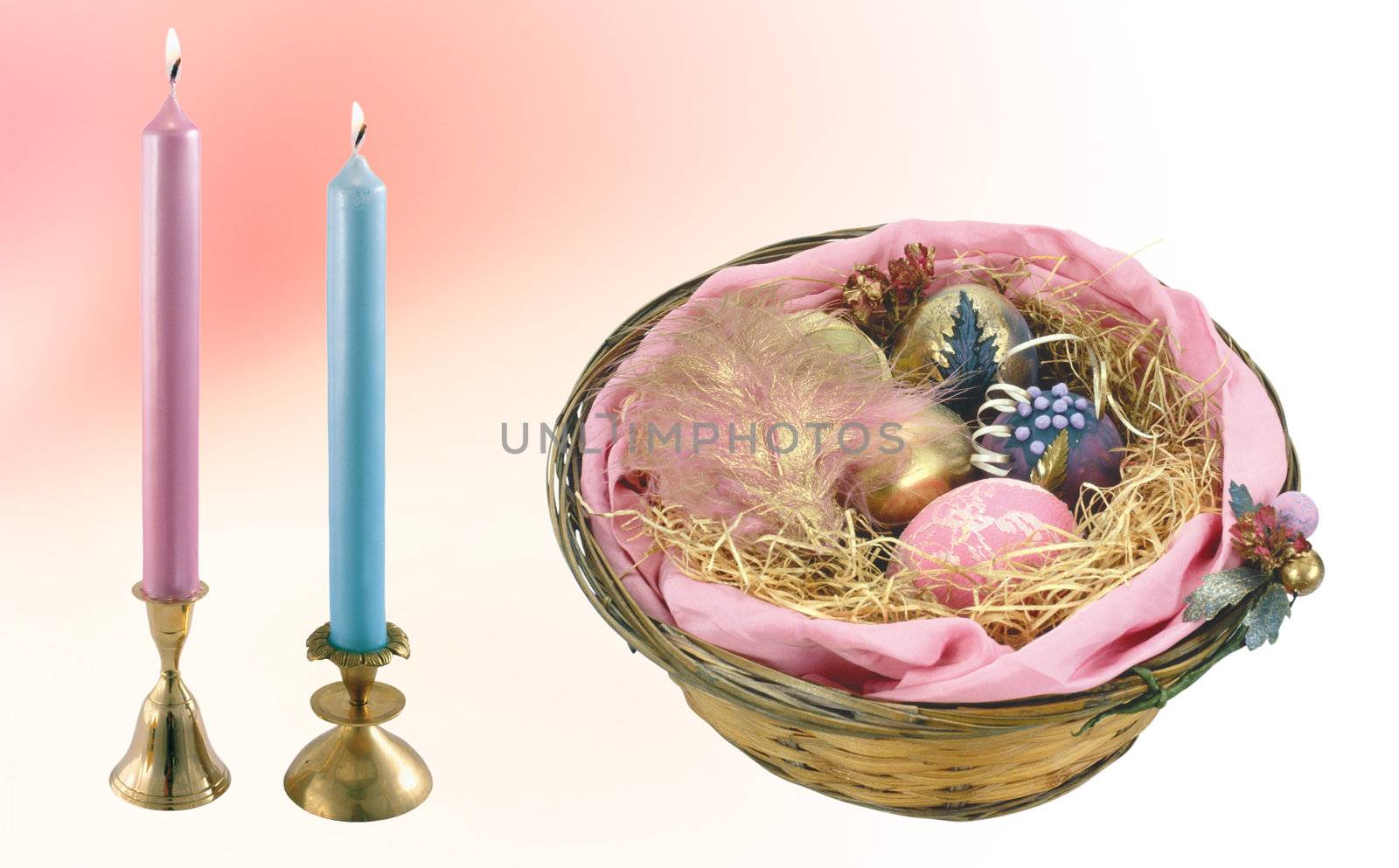 Nice combination with colored eggs and two candles