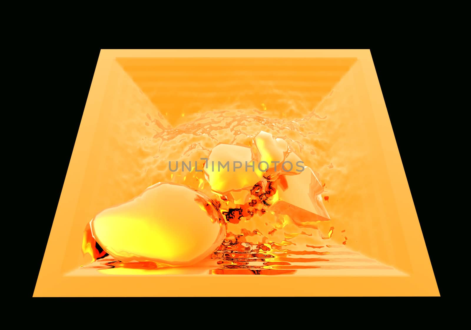 abstract creative symbolic image of molten gold in the tank