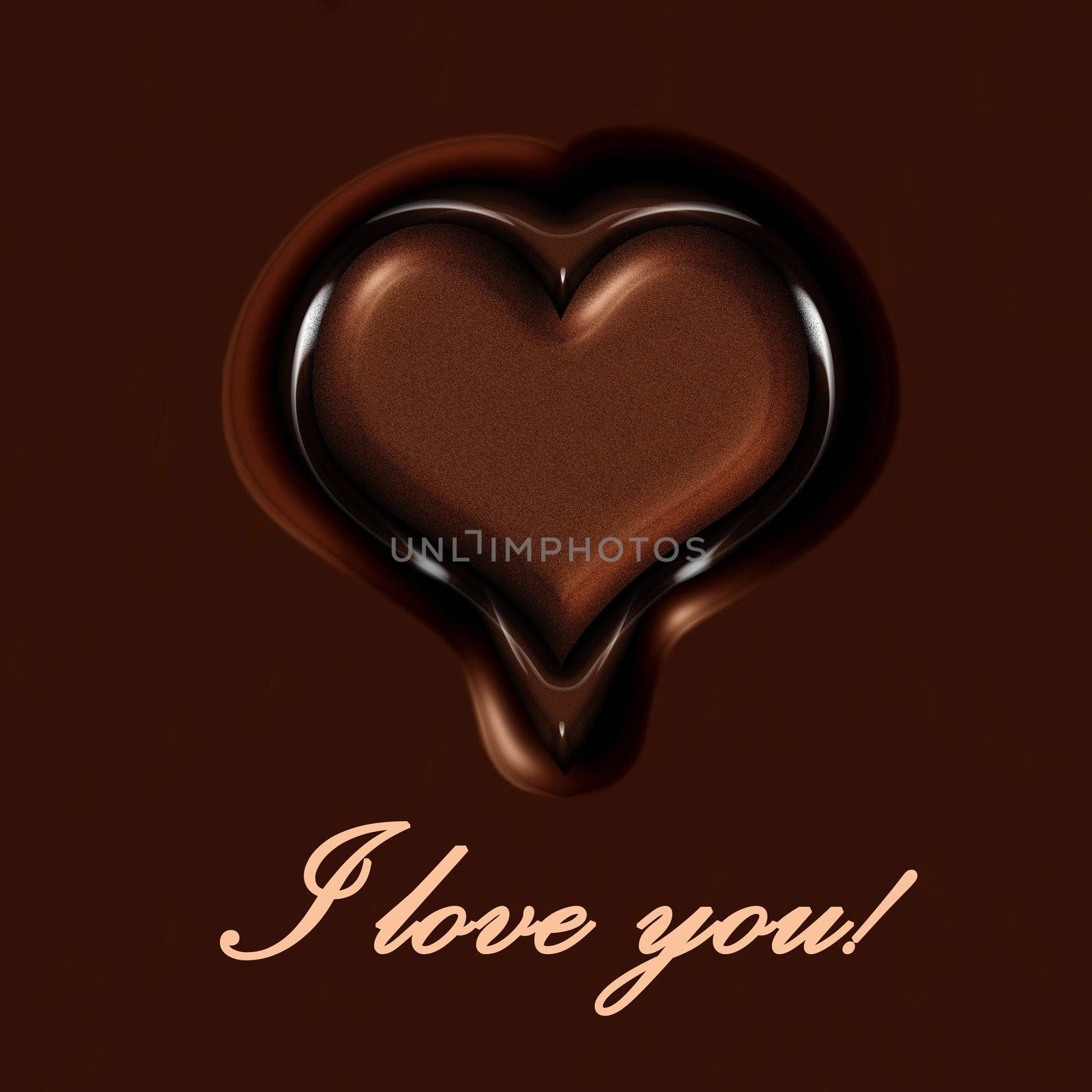 I love you and a chocolate heart
