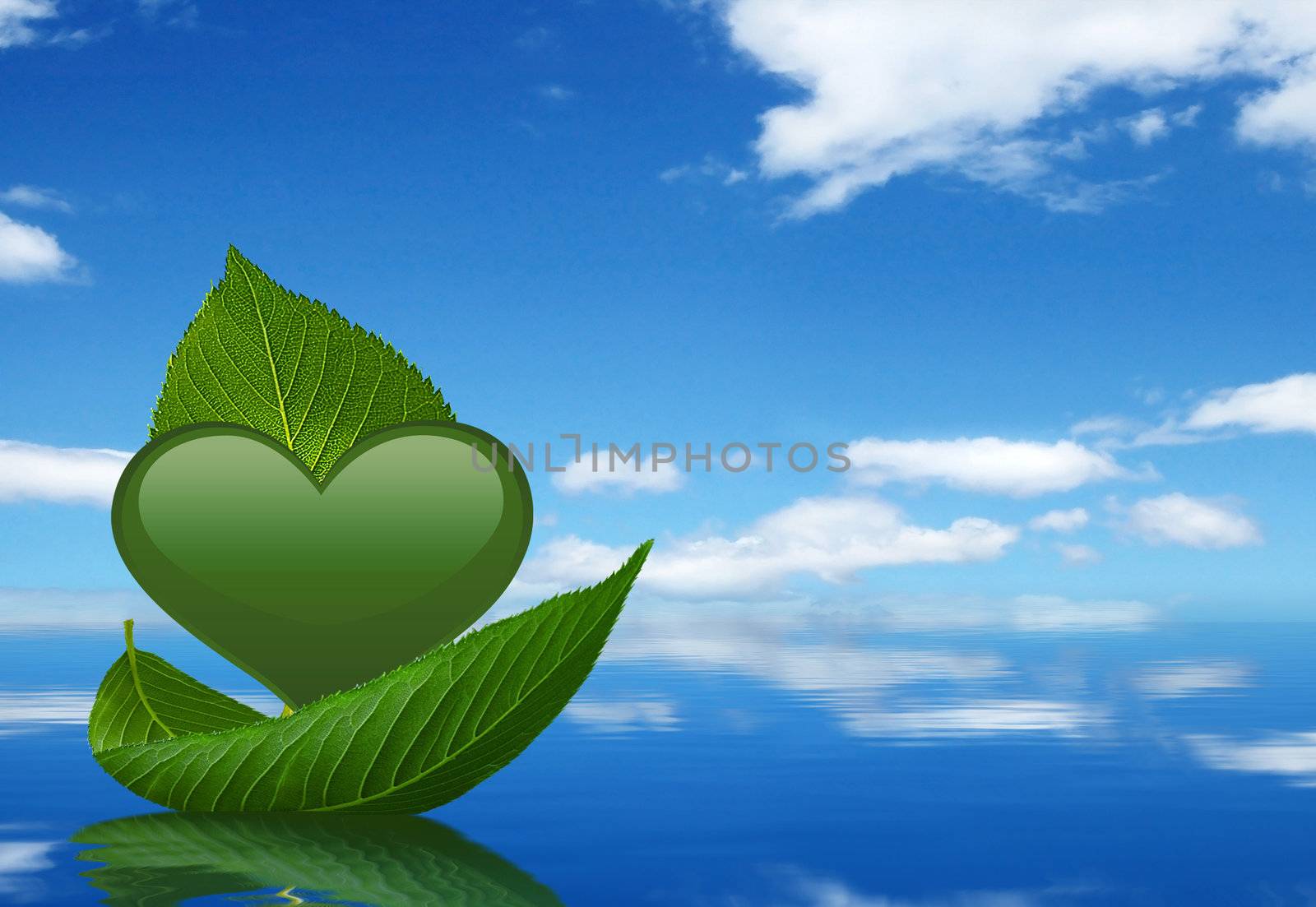 Nice situatuation with green heart and leaves