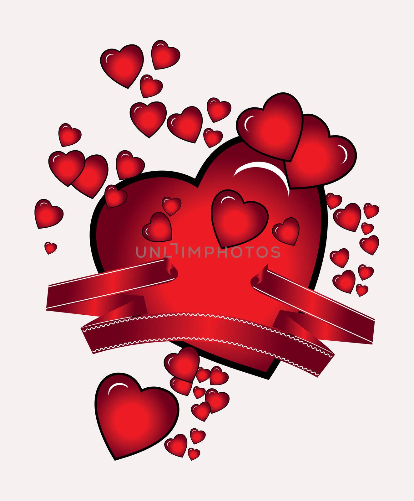 Nice shining red hearts with nice decoration