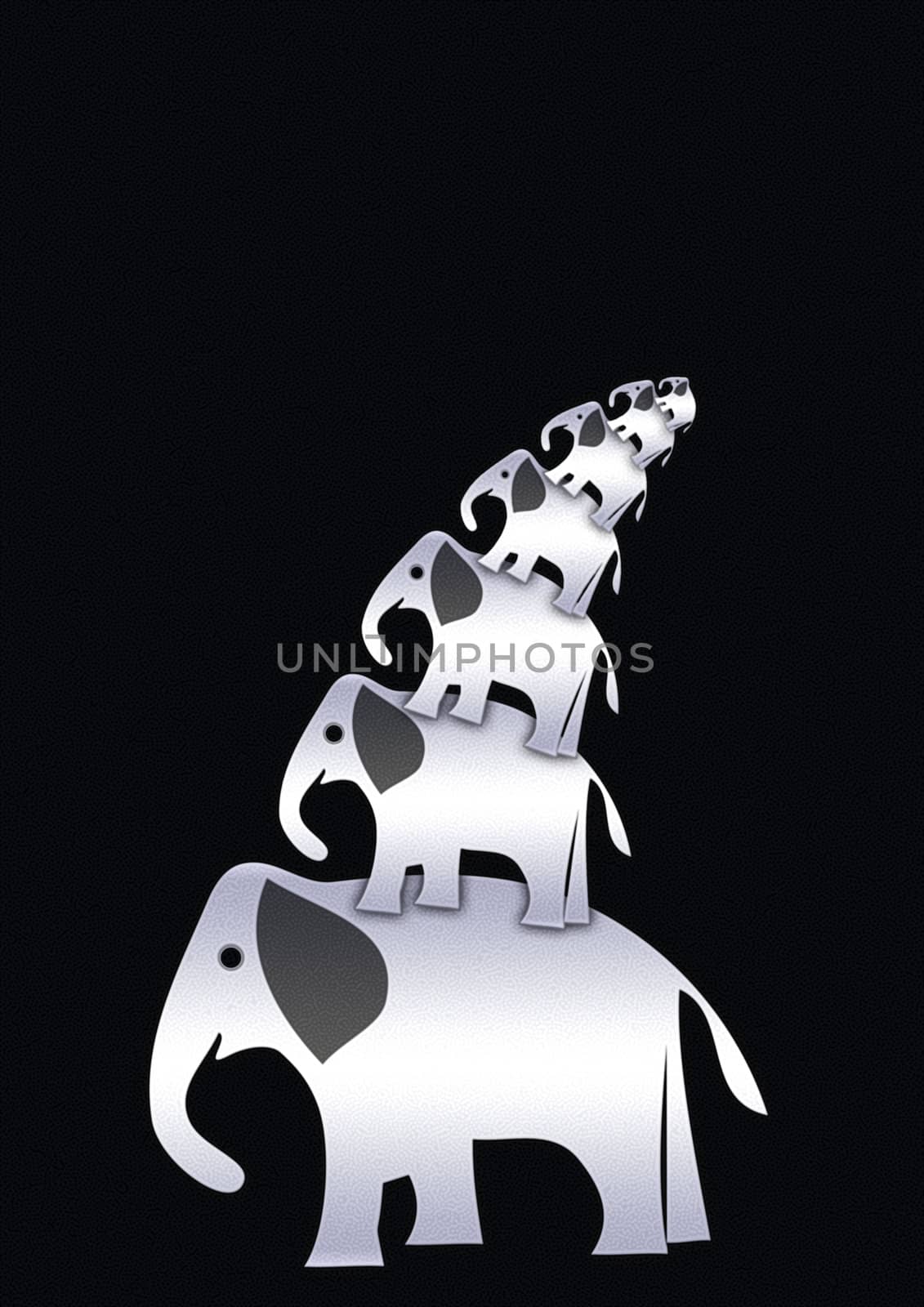 abstract creative symbolic comic image of ornamental elephants facing each other