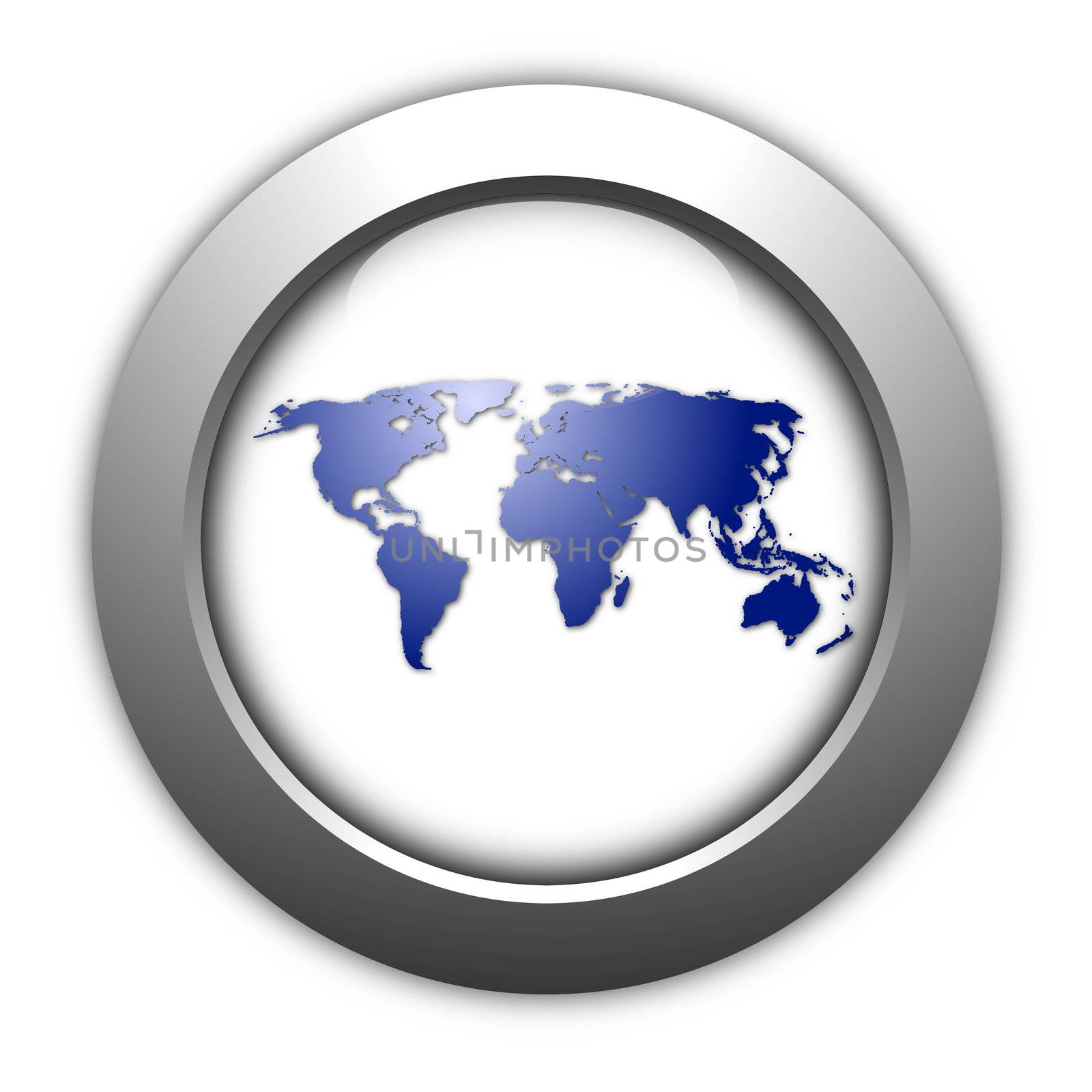 globe or world map in a button illustration