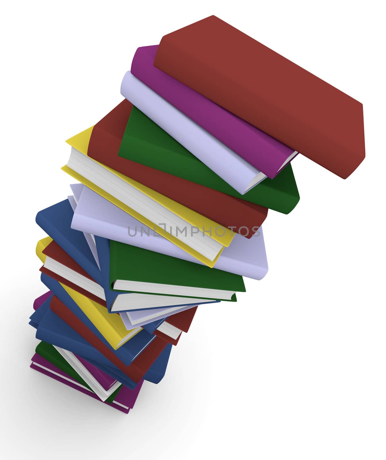 Stack of colorful books. 3D rendered image.
