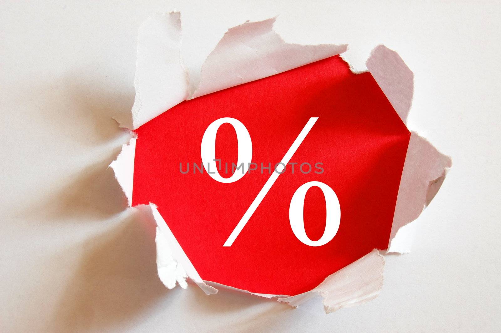 sale concept with hole in blank paper