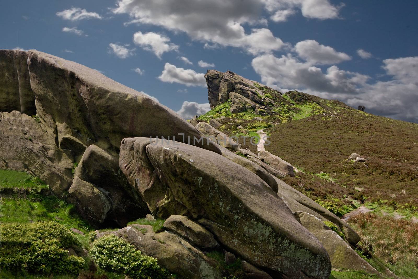 Ramshaw Rocks in the Peake District National Park, in the North Staffordshire Moorlands, England.