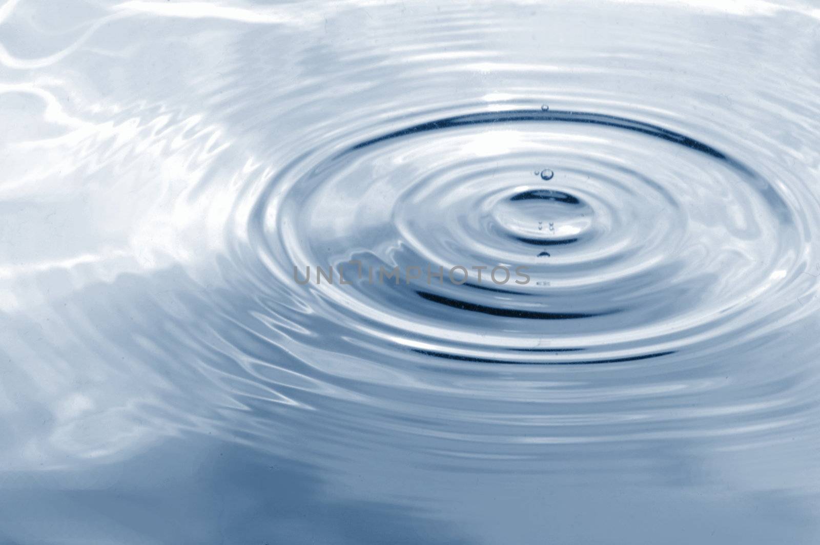 water drop splashing in fresh clear water on a rainy day