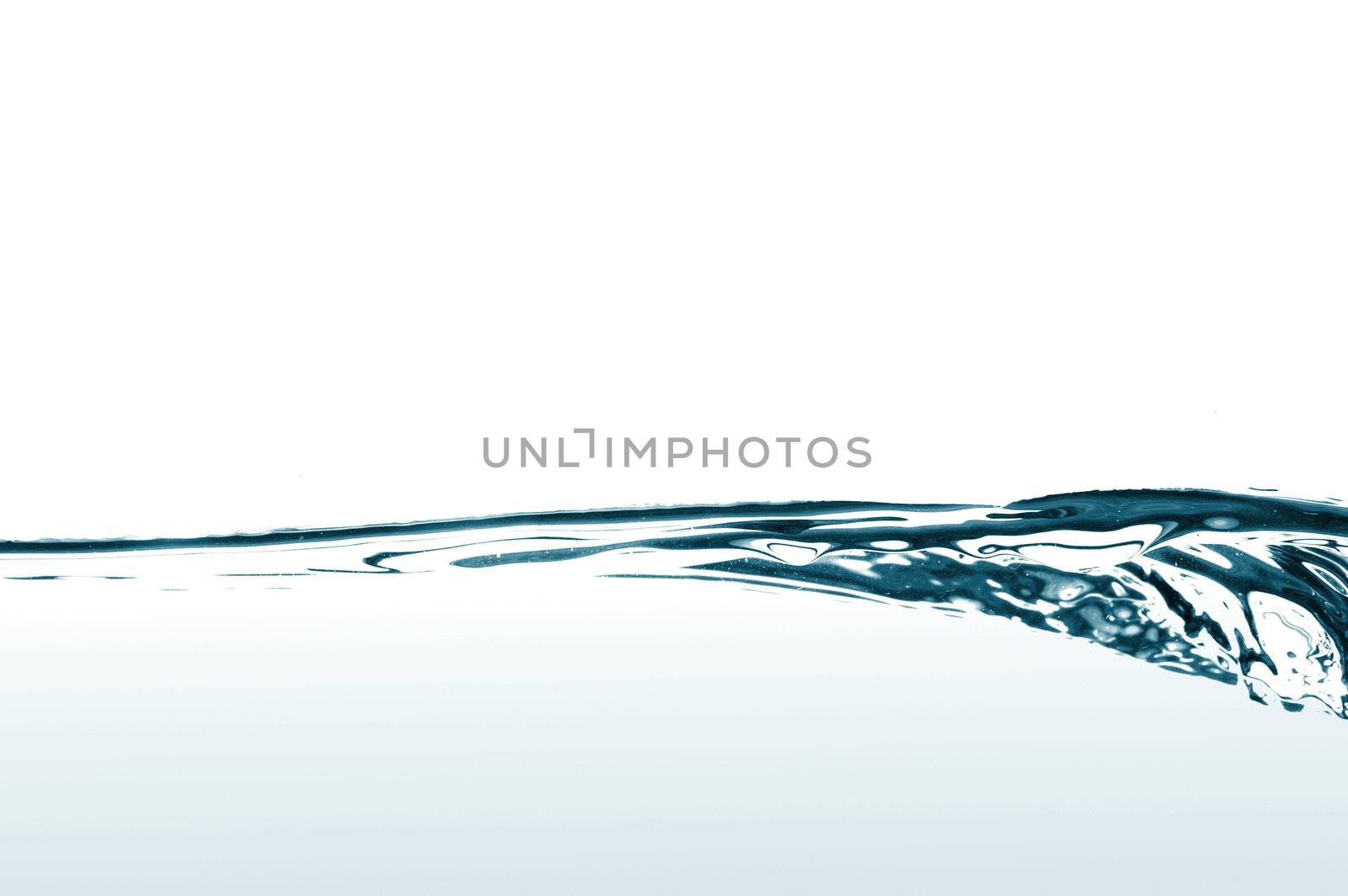 wave of fresh and clear water on white background